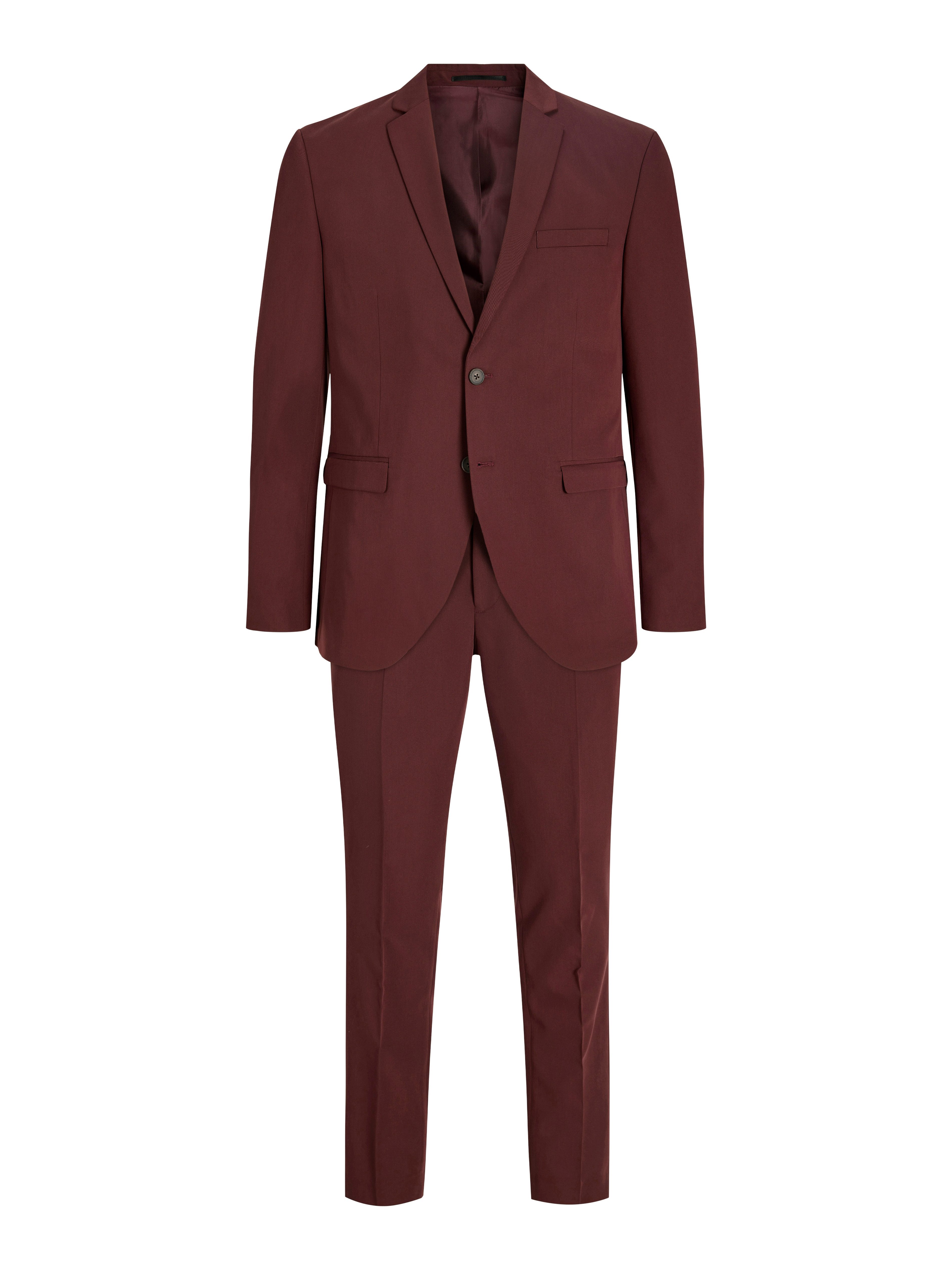 Jack & Jones Anzug JPRFRANCO Extra schmal, pflegeleicht, stilvoll mit fallendem Revers Materialmix aus Polyester, Viskose und Elasthan