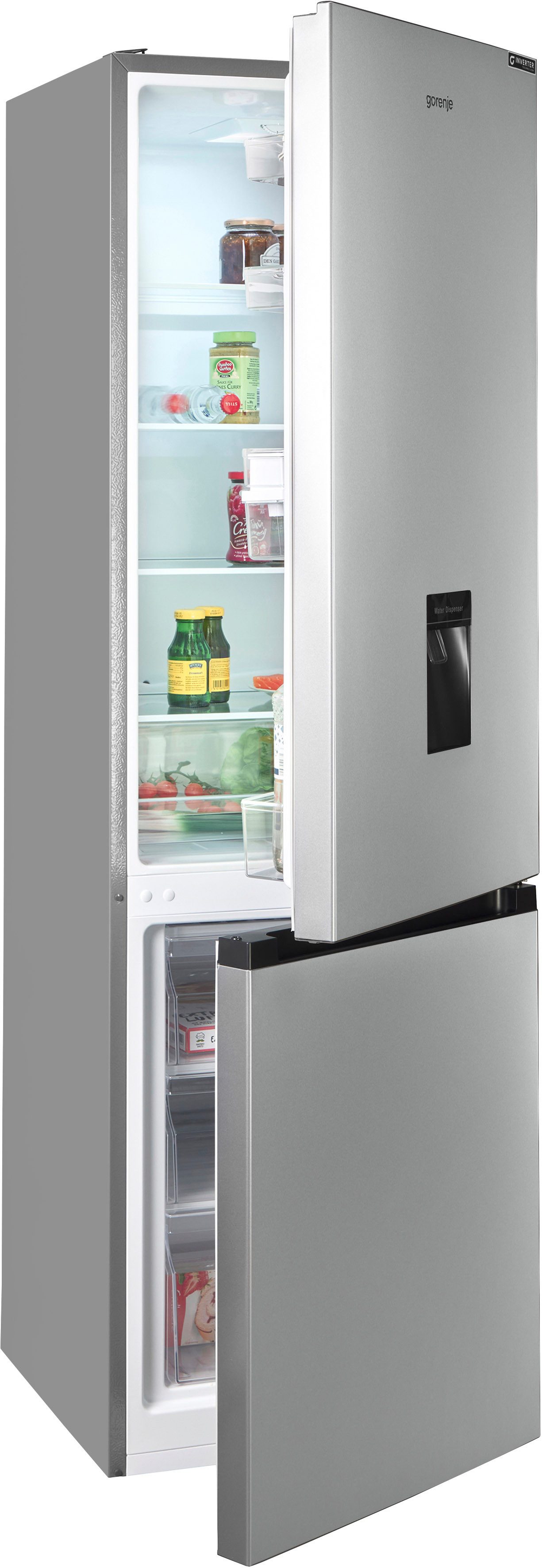 GORENJE Kühl-/Gefrierkombination RK418CPS4WD, 180 cm hoch, 55 cm breit, Wasserspender mit Tank
