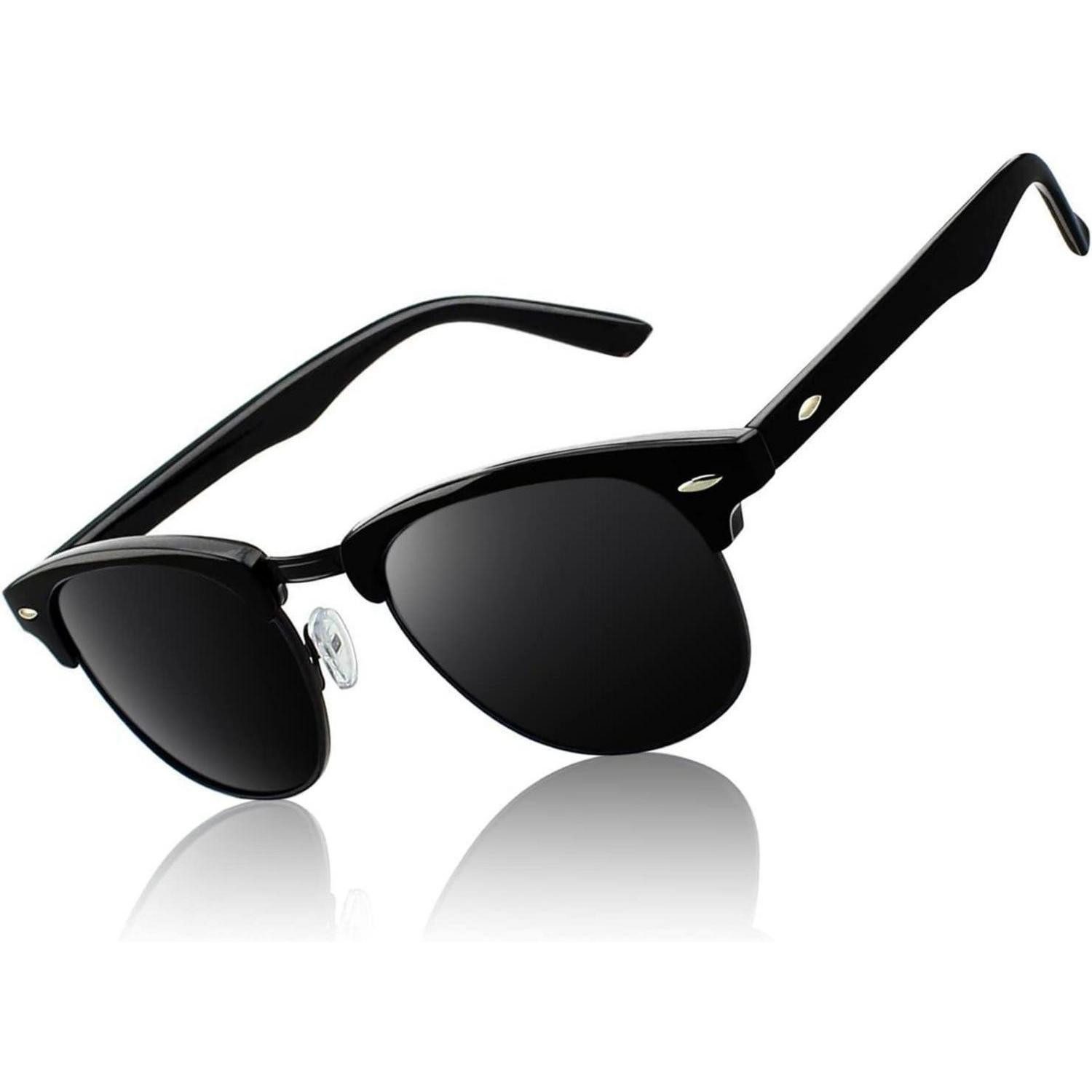 Retrosonnenbrille Sonnenbrille Polarisiert Halbrahmen UV400 CAT3 Glänzend Schwarz Grau