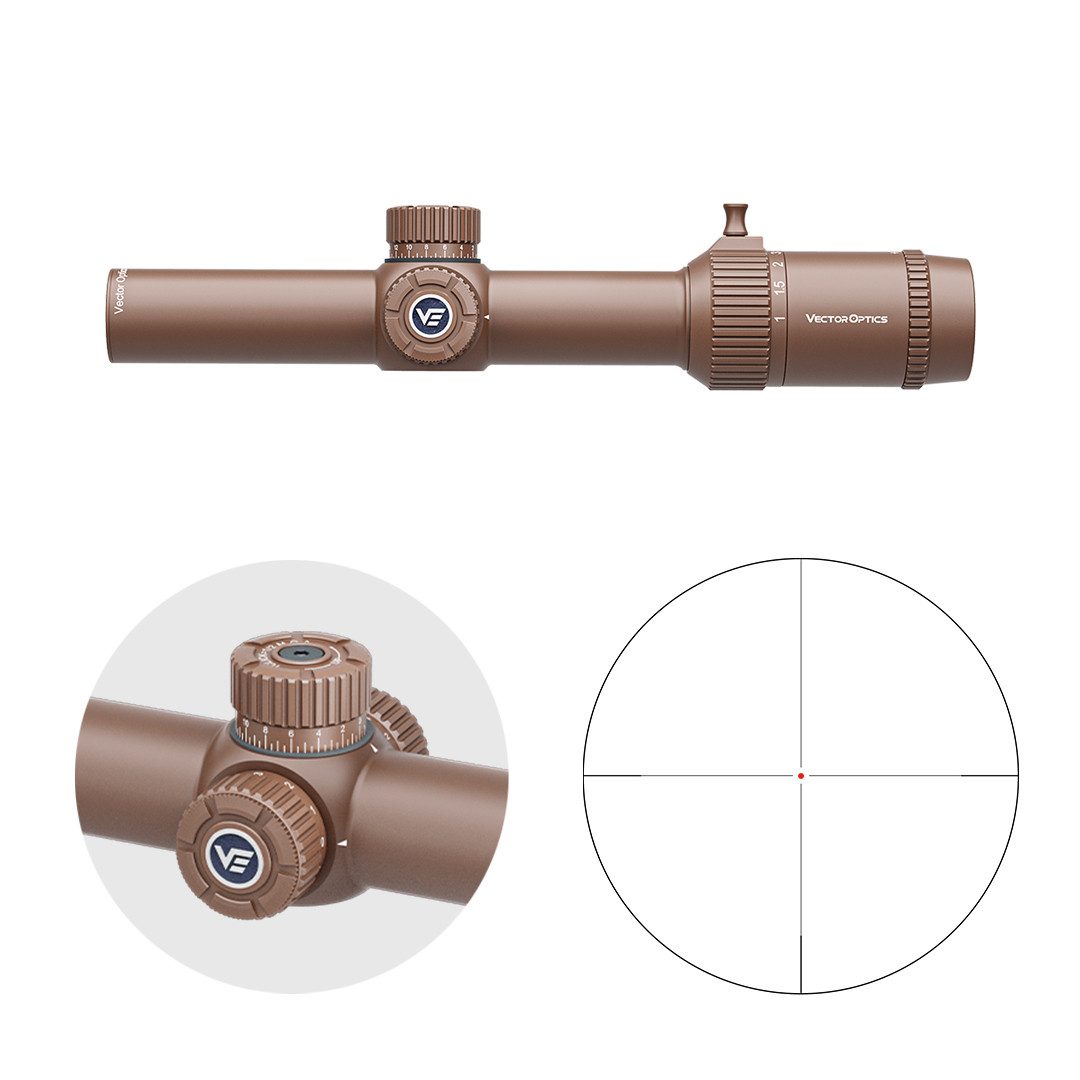 Vector Optics SCOC-39 Forester 1-8x24 SFP FDE Zielfernrohr (Ideal für Jagd, Sport und Airsoft, 8x Zoom, mit Dioptrienausgleich)