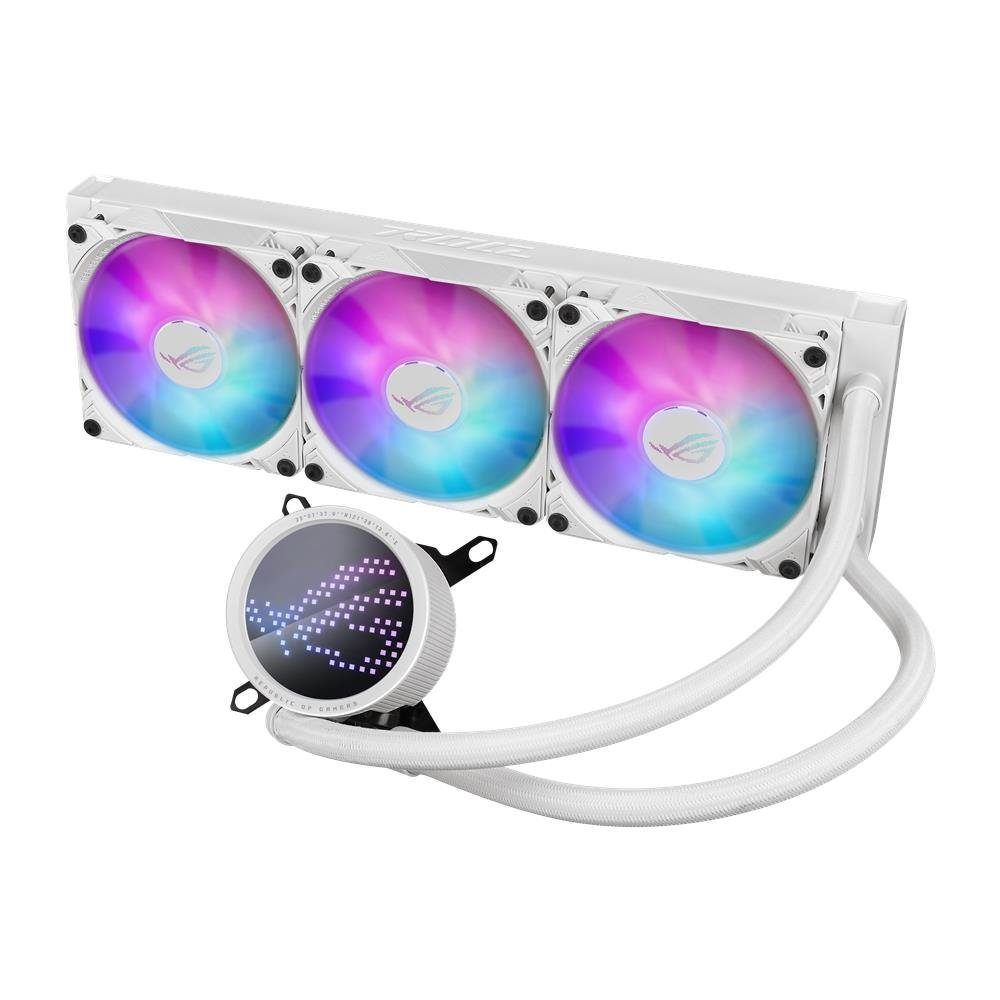 Asus CPU Kühler ROG Ryuo III 360 White Edition, All-in-One-CPU-Flüssigkeitskühler mit Asetek Pumpe, LED-Display