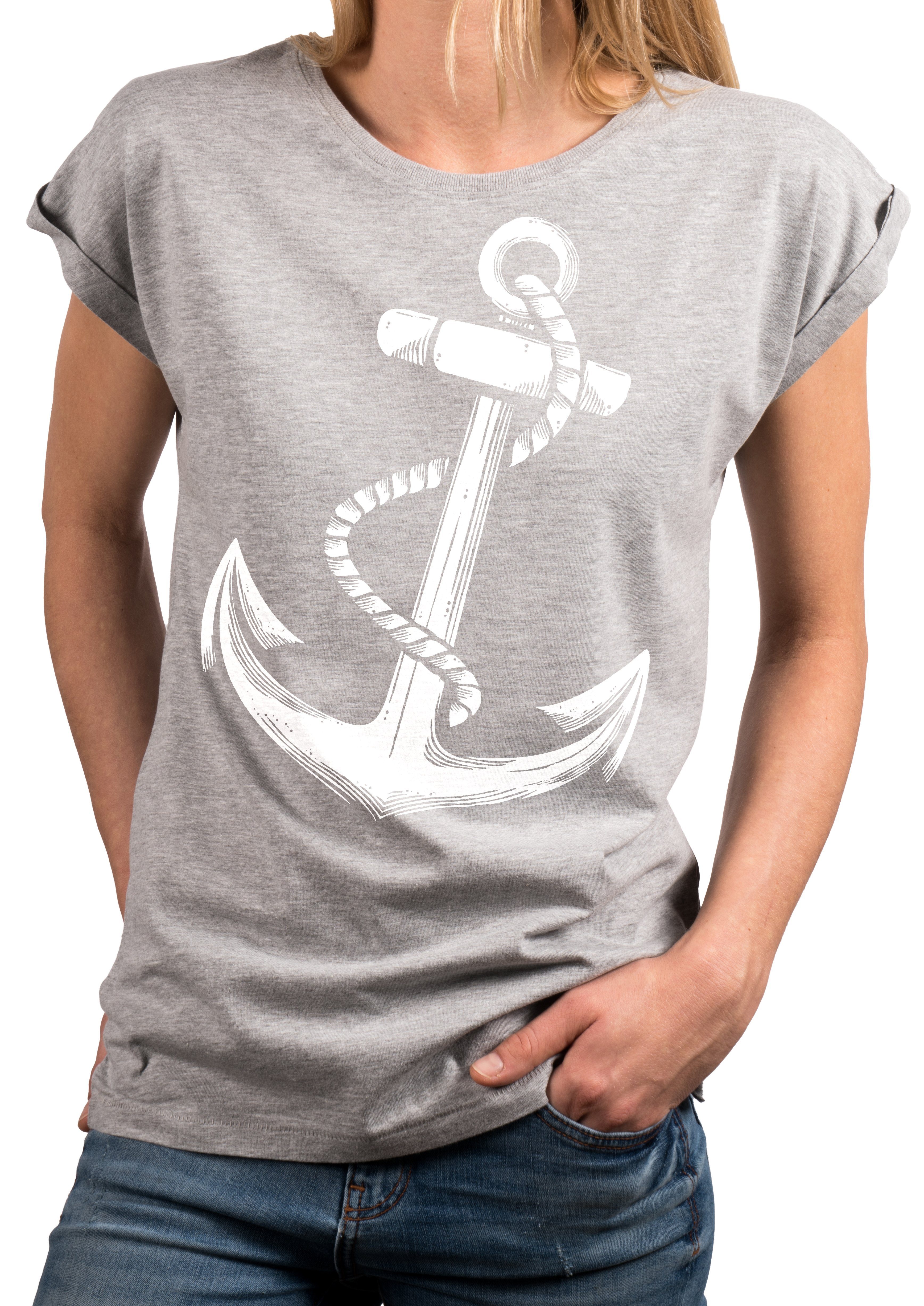 MAKAYA Print-Shirt Damen Anker Motiv Sommer günstig online kaufen