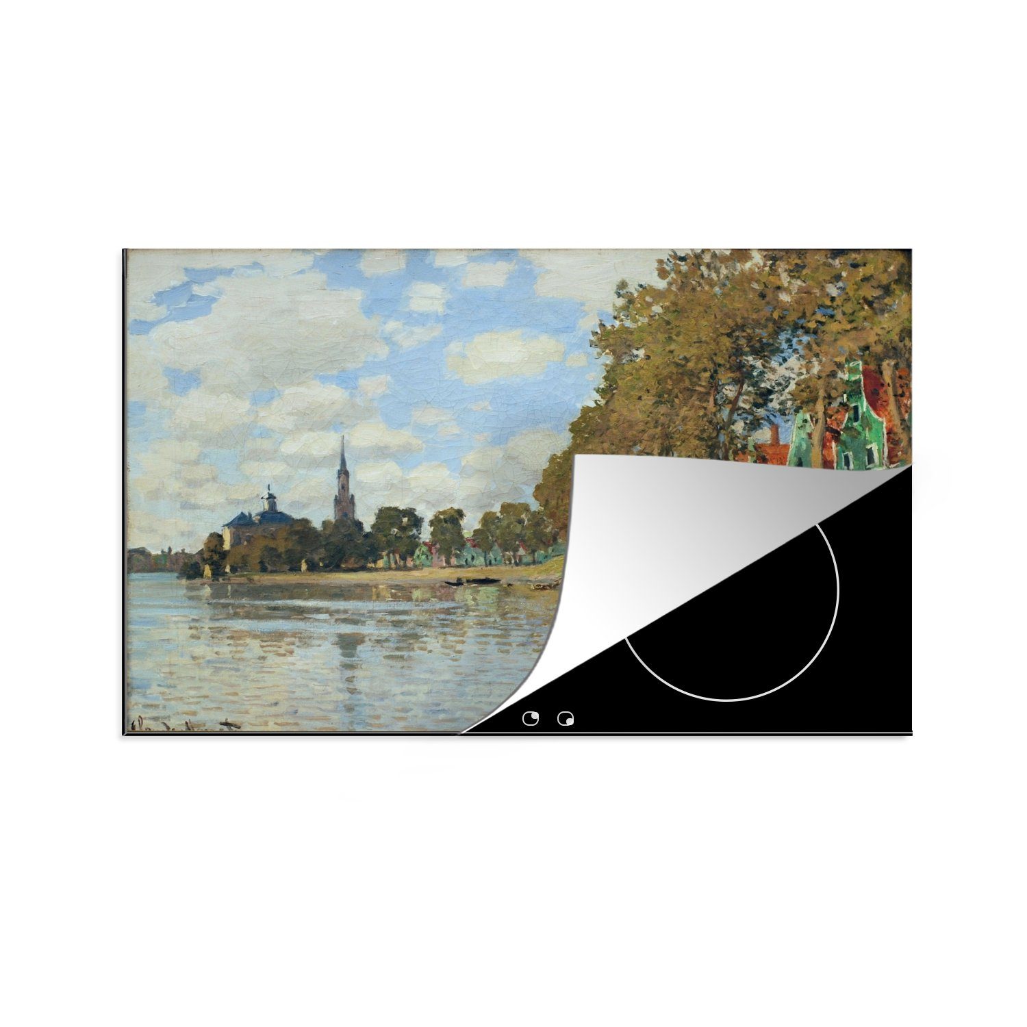 MuchoWow Herdblende-/Abdeckplatte Zaandam - Gemälde von Claude Monet, Vinyl, (1 tlg), 81x52 cm, Induktionskochfeld Schutz für die küche, Ceranfeldabdeckung