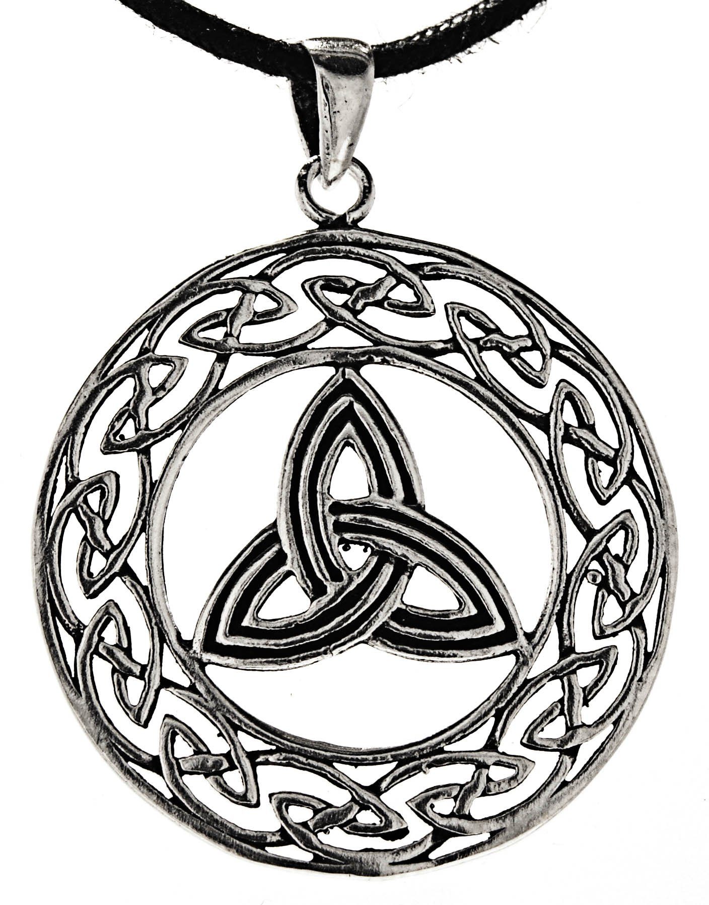 Knoten keltische Leather Silber Keltenknoten Kettenanhänger Kiss Ring Kreis Amulett 925 Anhänger of