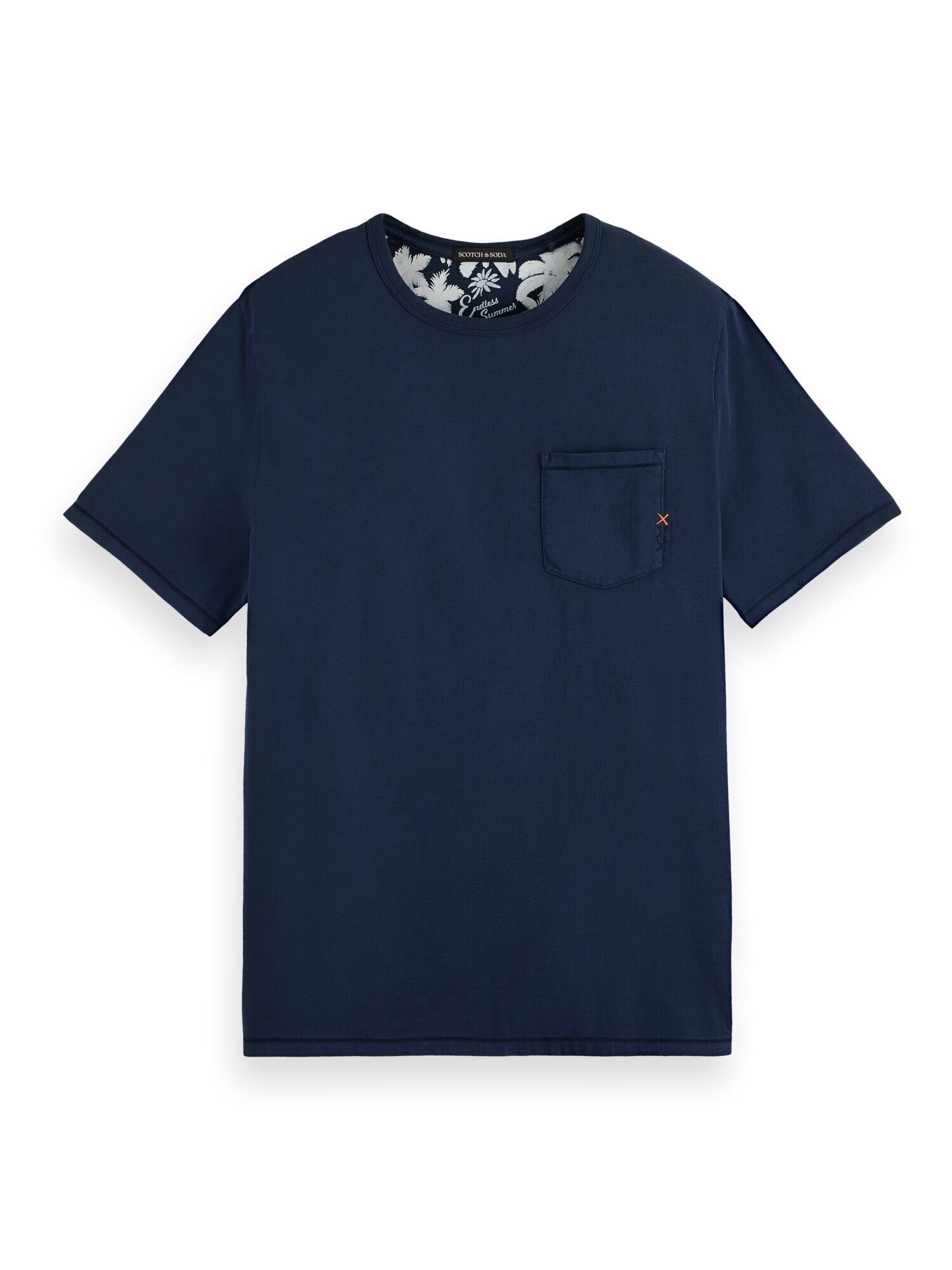 Brusttasche R-Neck Soda T-Shirt und Shirt (52) marine Kurzarmshirt mit & Scotch (1-tlg)