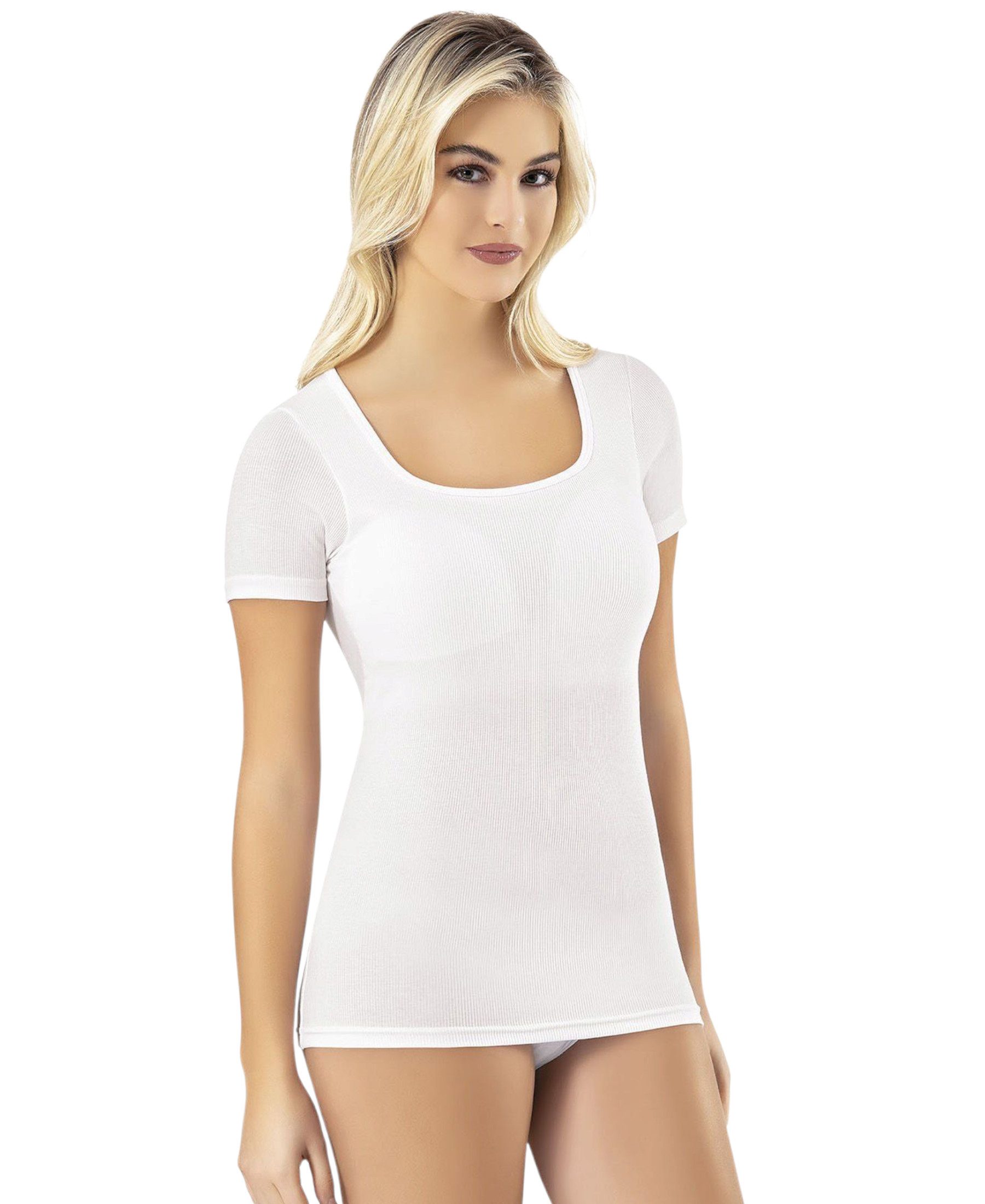 fashionshowcase Shirttop Damen Modal-Rippshirt mit Karree-Ausschnitt, günstig online kaufen