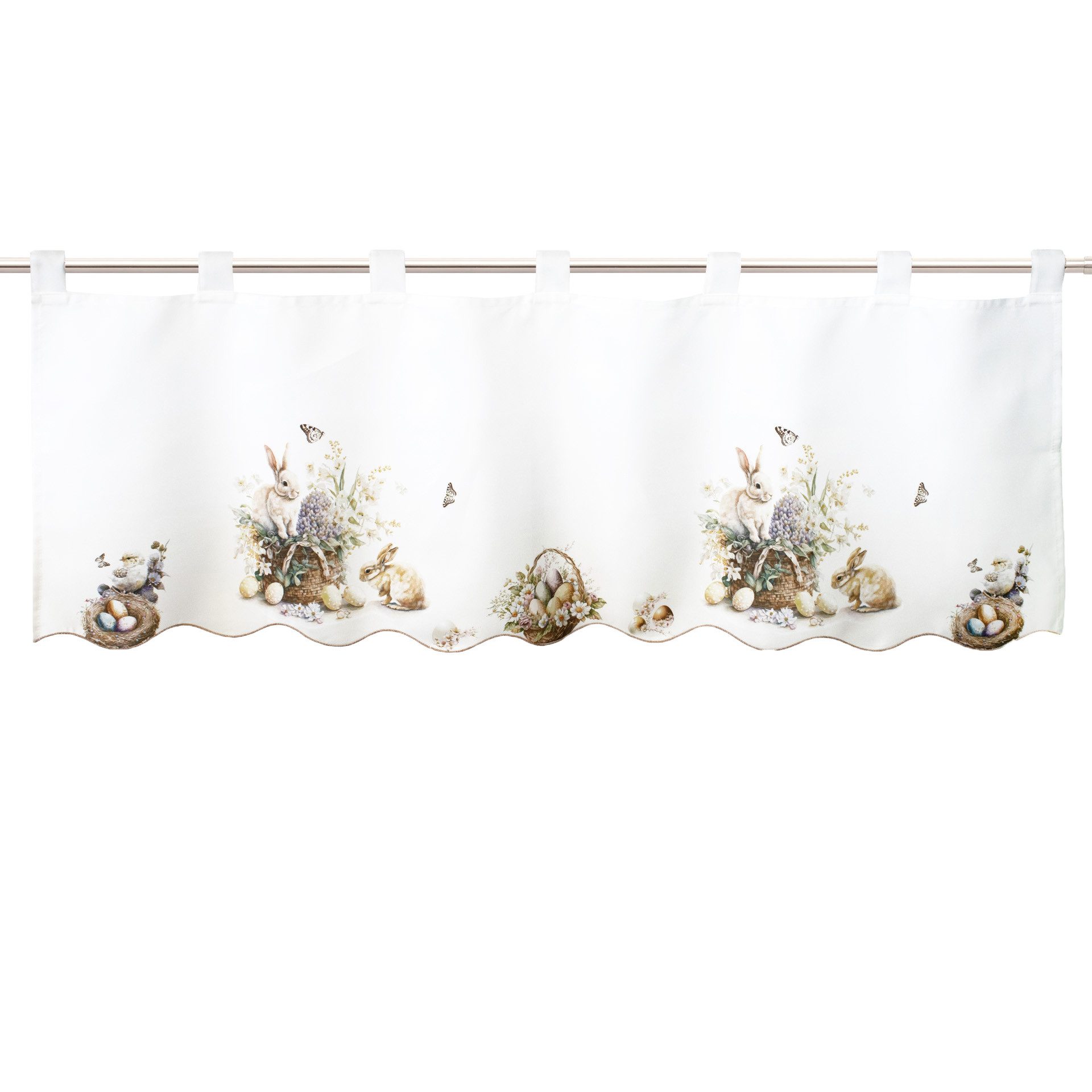 Delindo Lifestyle Scheibengardine Bistrogardine mit schlaufen, Ostern, 45x115 cm (1 St), Schlaufen, halbtransparent, Osterdesign
