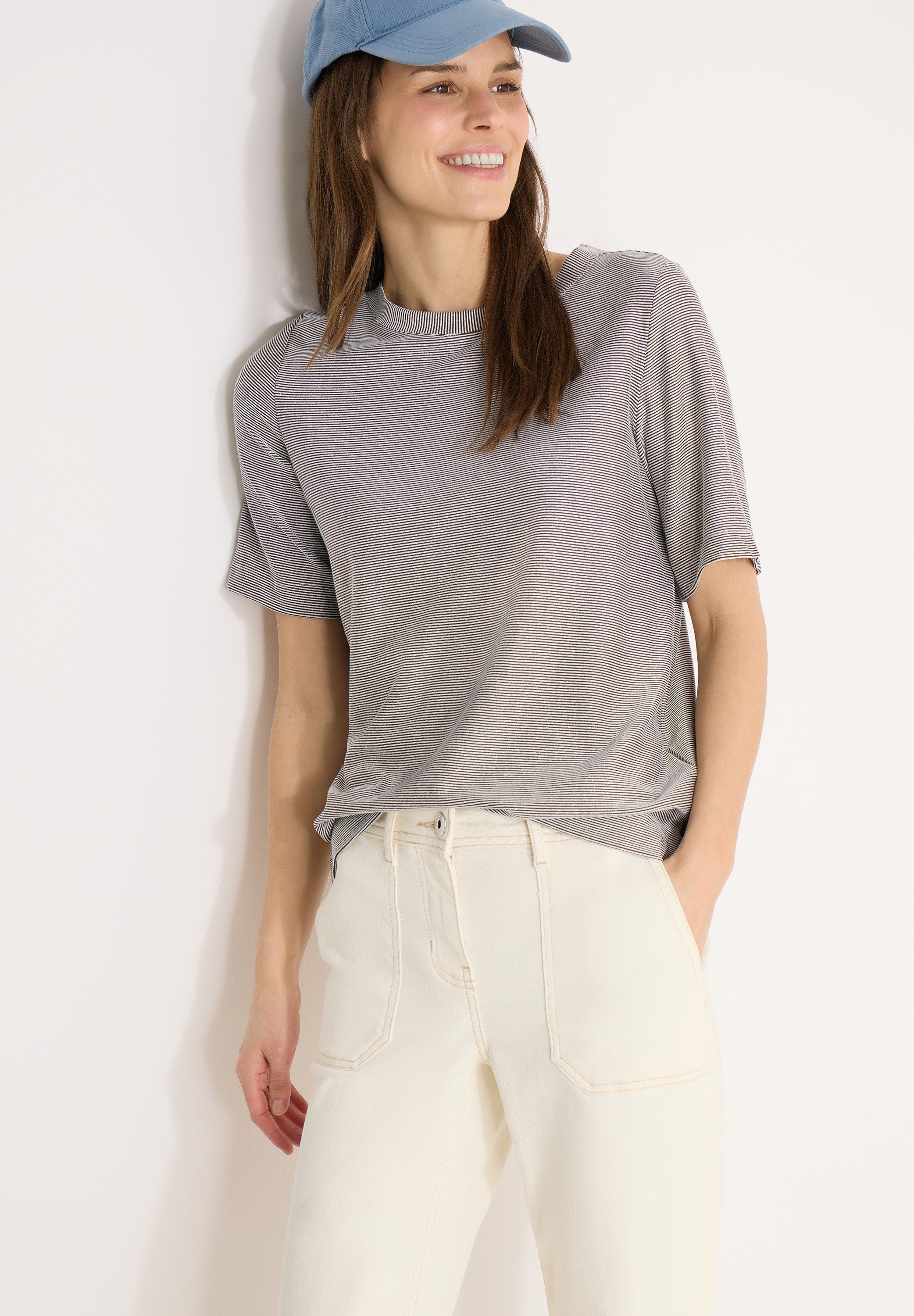 CECIL Rundhalsshirt mit U-Boot-Ausschnitt