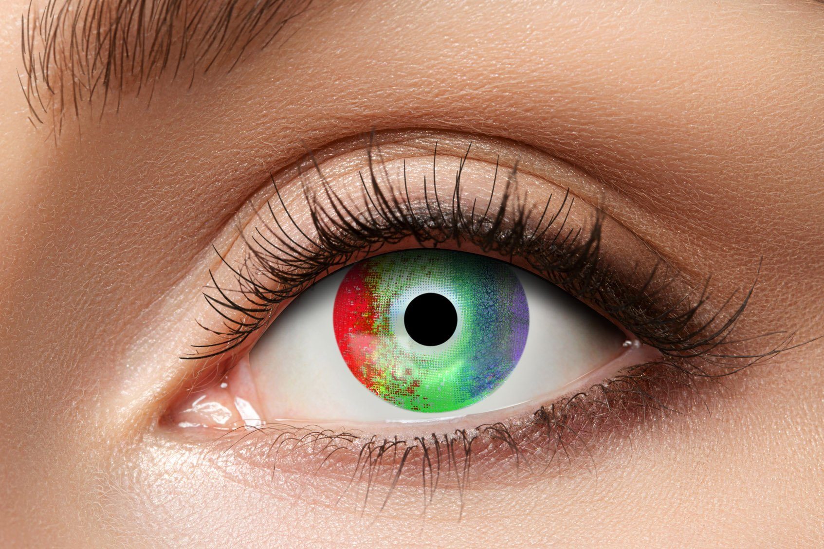 Eyecatcher Farblinsen Regenbogen Kontaktlinsen. Bunte LGBTQ Farblinsen