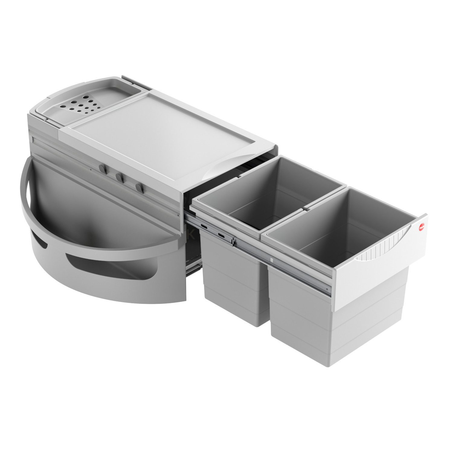 Hailo Einbaumülleimer Hailo Eckabfallsammler Rondo 3645121 – 2-fach Mülltrennung 2x18 Liter, 2fach Mülltrennung 18/18 Liter