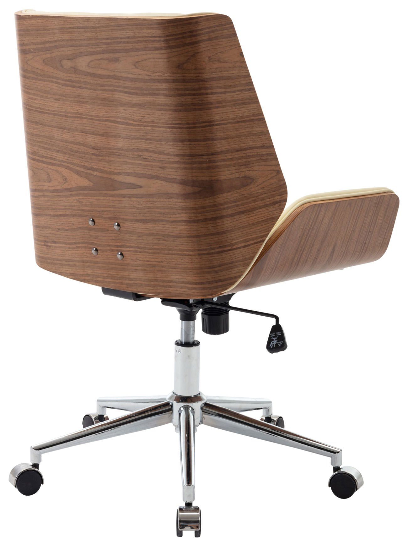 Schreibtischstuhl Holzsitzschale walnuss/creme Kunstleder, Zwolle Bürosessel, CLP