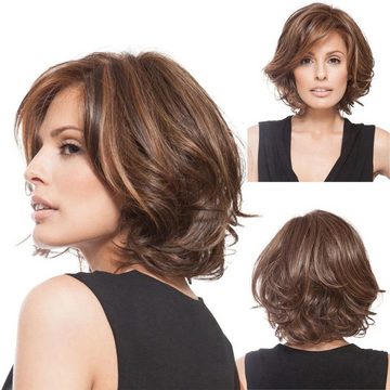 SOTOR Kunsthaarperücke Wig for middle-aged women with side parted hair and short curly hair, Fashionable side bangs short curly women's wig