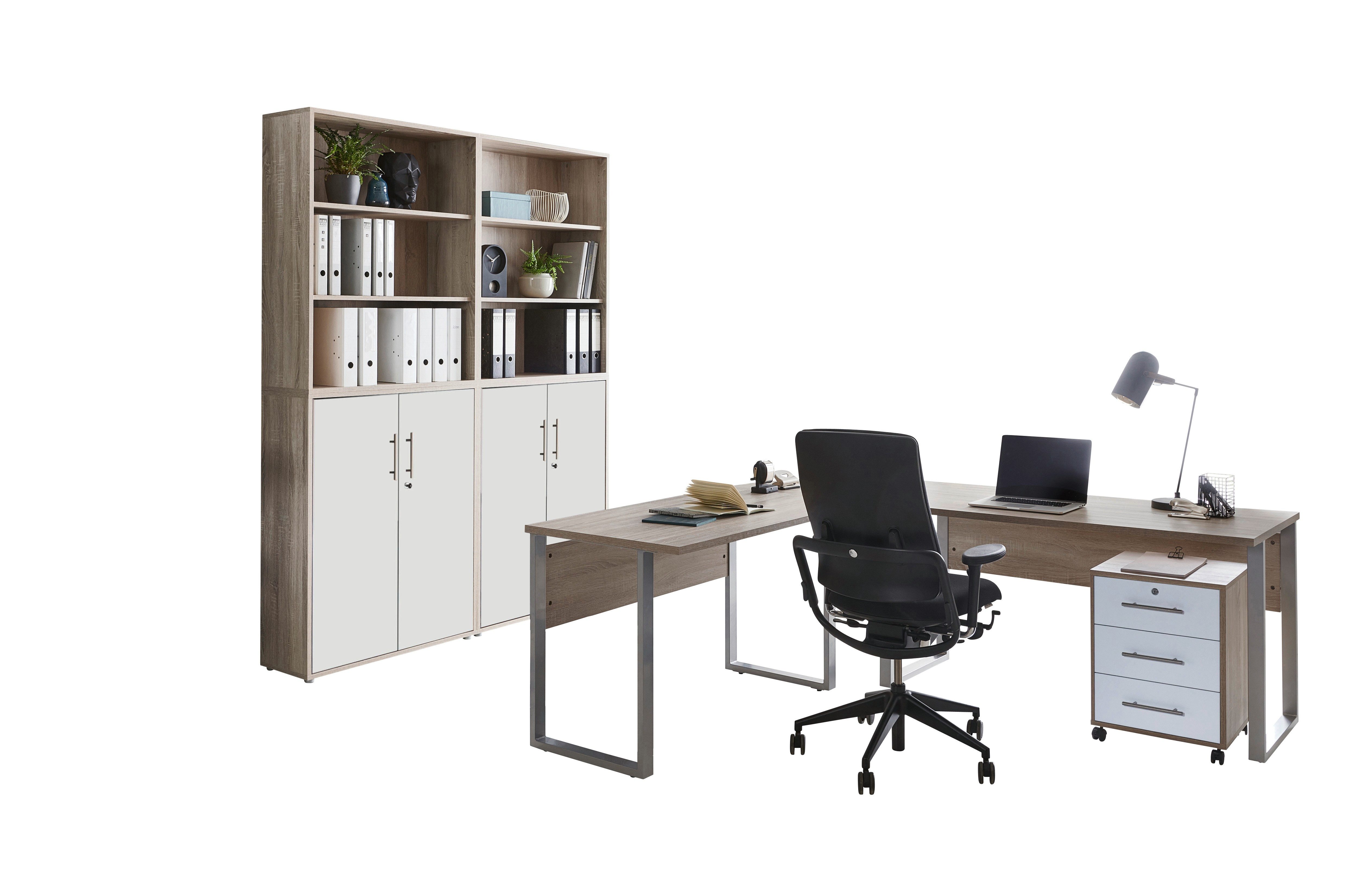BMG Möbel Büromöbel-Set Office Edition Set 11, (Komplett-Set, 6-tlg), mit Winkelschreibtisch und abschließbaren Aktenschränken