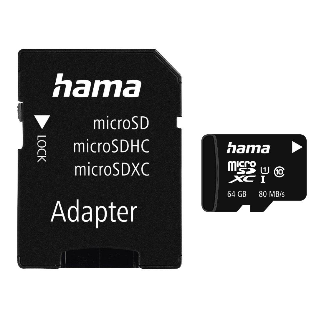 microSD Karte, Memory Fast, + Adapter/Foto, Class 10 UHS-I 80MB/s Speicherkarte
