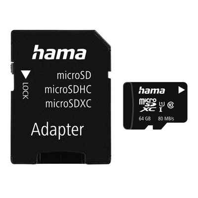 Hama microSDHC 16GB Class 10 UHS-I 80MB/s + Adapter/Foto Speicherkarte (64 GB, UHS-I Class 10, 80 MB/s Lesegeschwindigkeit)