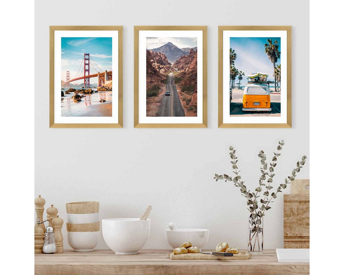 PHOTOLINI Bilderrahmen 3er Set modern mit bruchsicherem Acrylglas, Holz MDF, Fotos & Poster, für 3 Bilder (3er Set), Posterrahmen 20x30 cm zum Aufhängen & Aufstellen