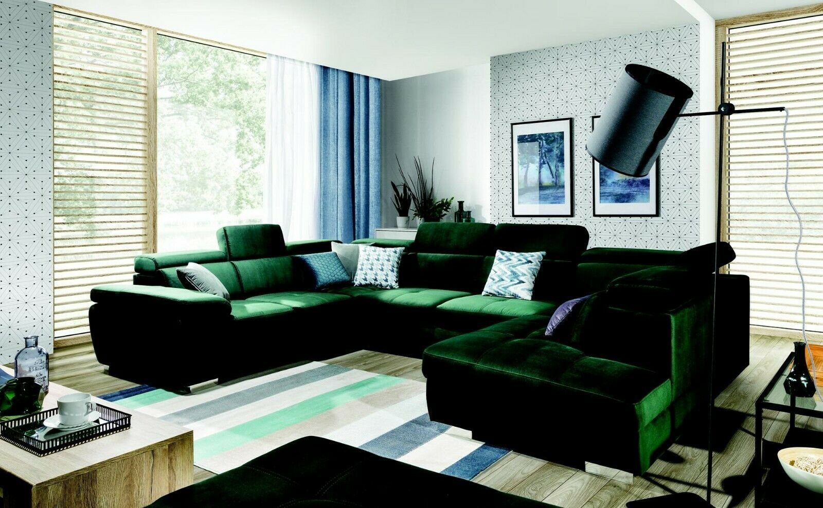 JVmoebel Ecksofa, Multifunktion Big Wohnlandschaft U Form Ecksofa Sofa Stoff