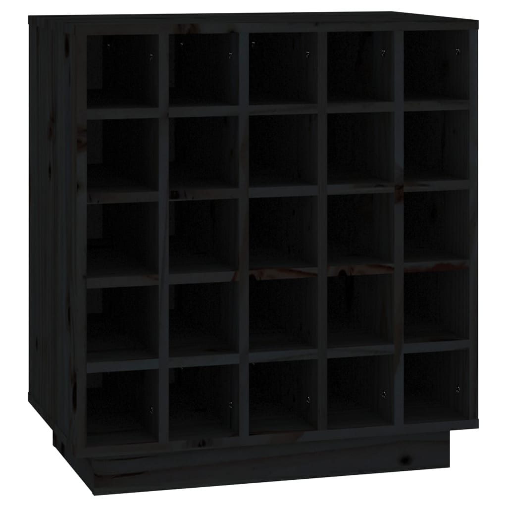 furnicato Weinregal aus massivem Kiefernholz Schwarz 55,5 x 34 x 61 cm, 1-tlg., Flaschenständer mit Stauraum für 25 Flaschen und Wandhalterung
