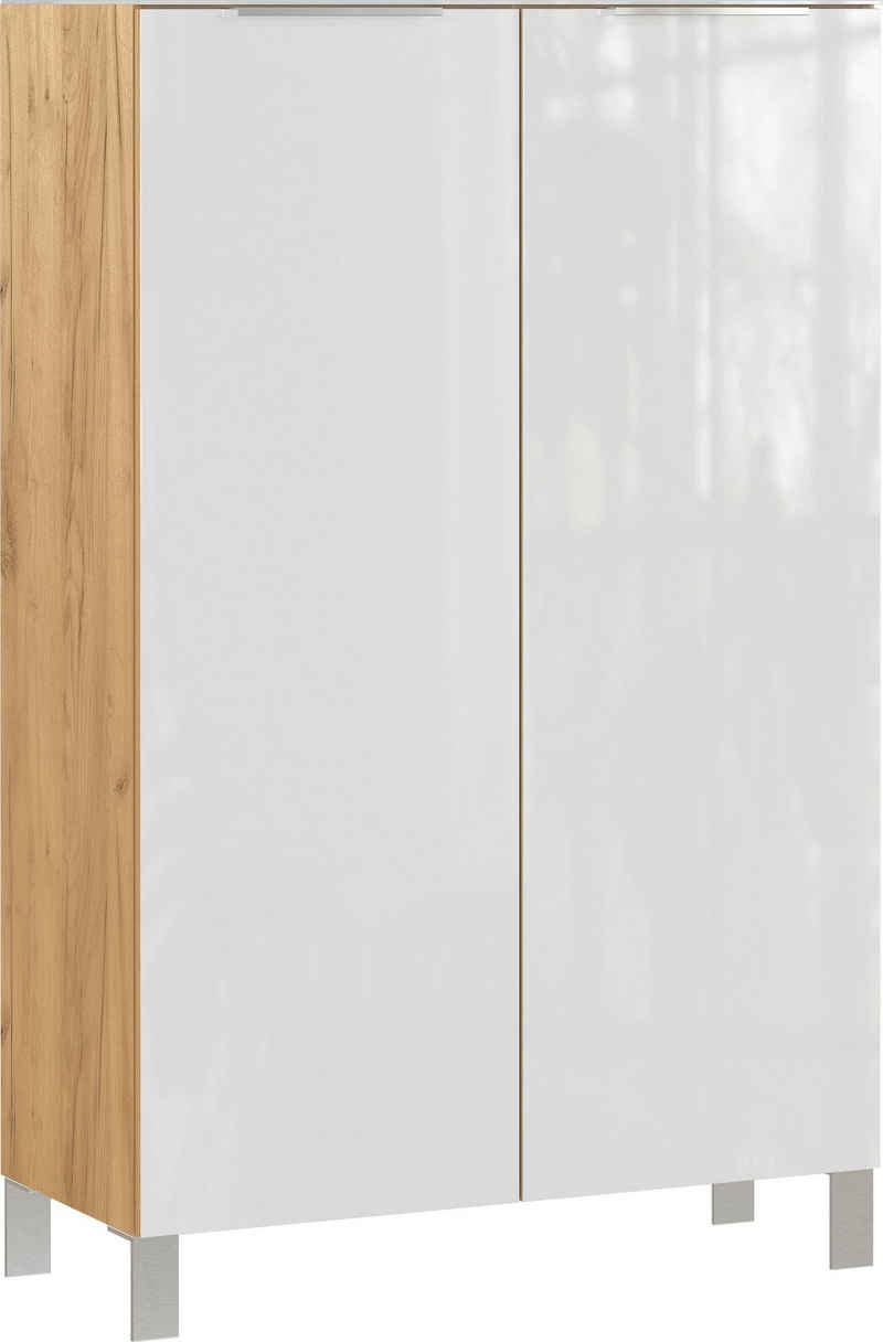 Vito Schuhschrank SIRIANO PLUS, B 80 cm x H 127 cm, Navarra Eiche Deko, Weiß, Glas, 2 Türen