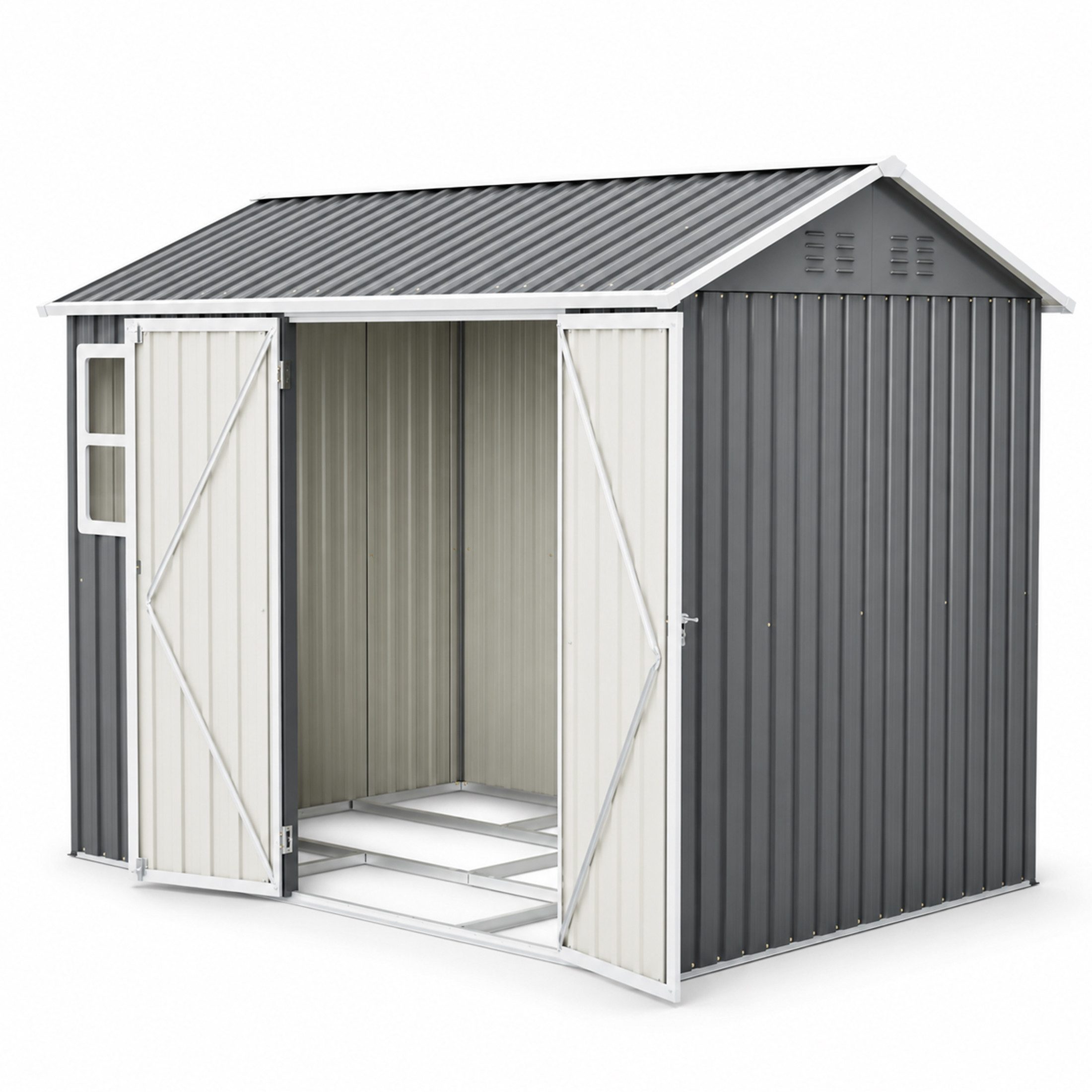 Thanaddo Gartenhaus Gartenhaus aus Metall mit Fenstern, (Metallhütte (8 x 6 Fuß), 251×180×201cm) – Bild 4 von 5