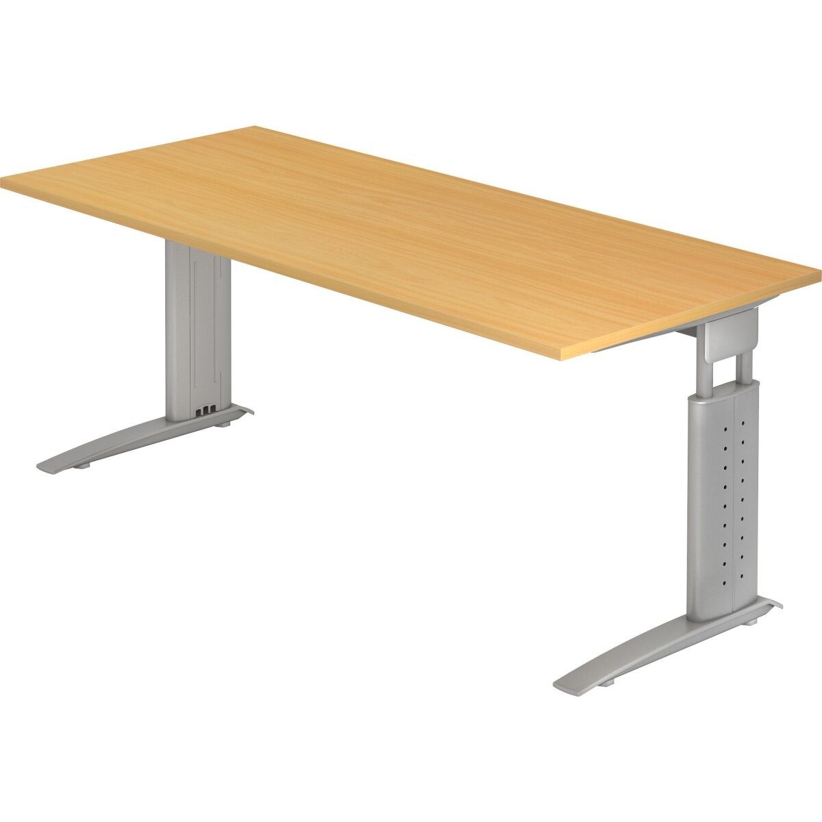 HAMMERBACHER Schreibtisch Schreibtisch C-Fuß 180x80cm Buche/Silber