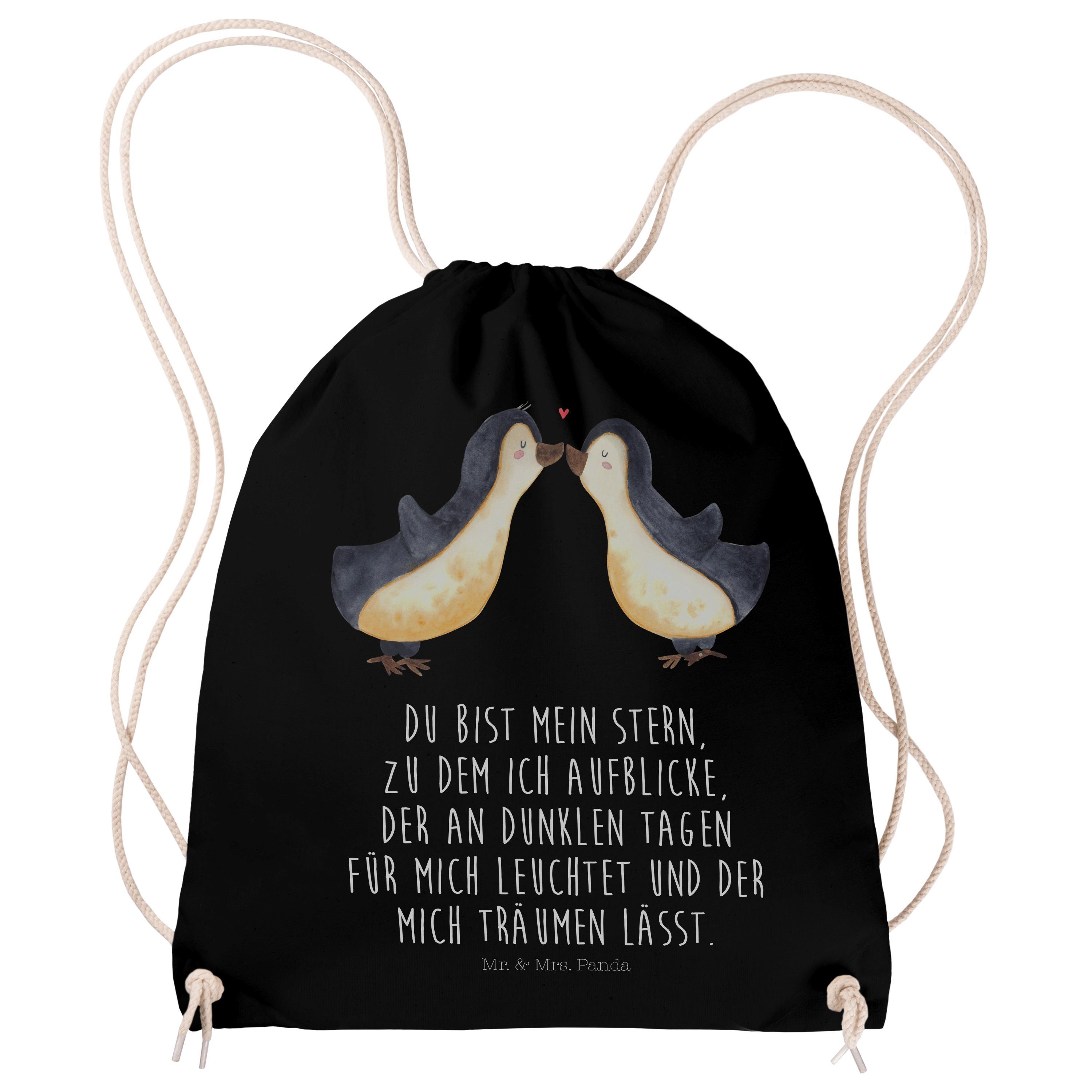 Mr. & Mrs. Panda Sporttasche Pinguin Liebe - Schwarz - Geschenk, Tasche, große Liebe, Geschenkidee (1-tlg)