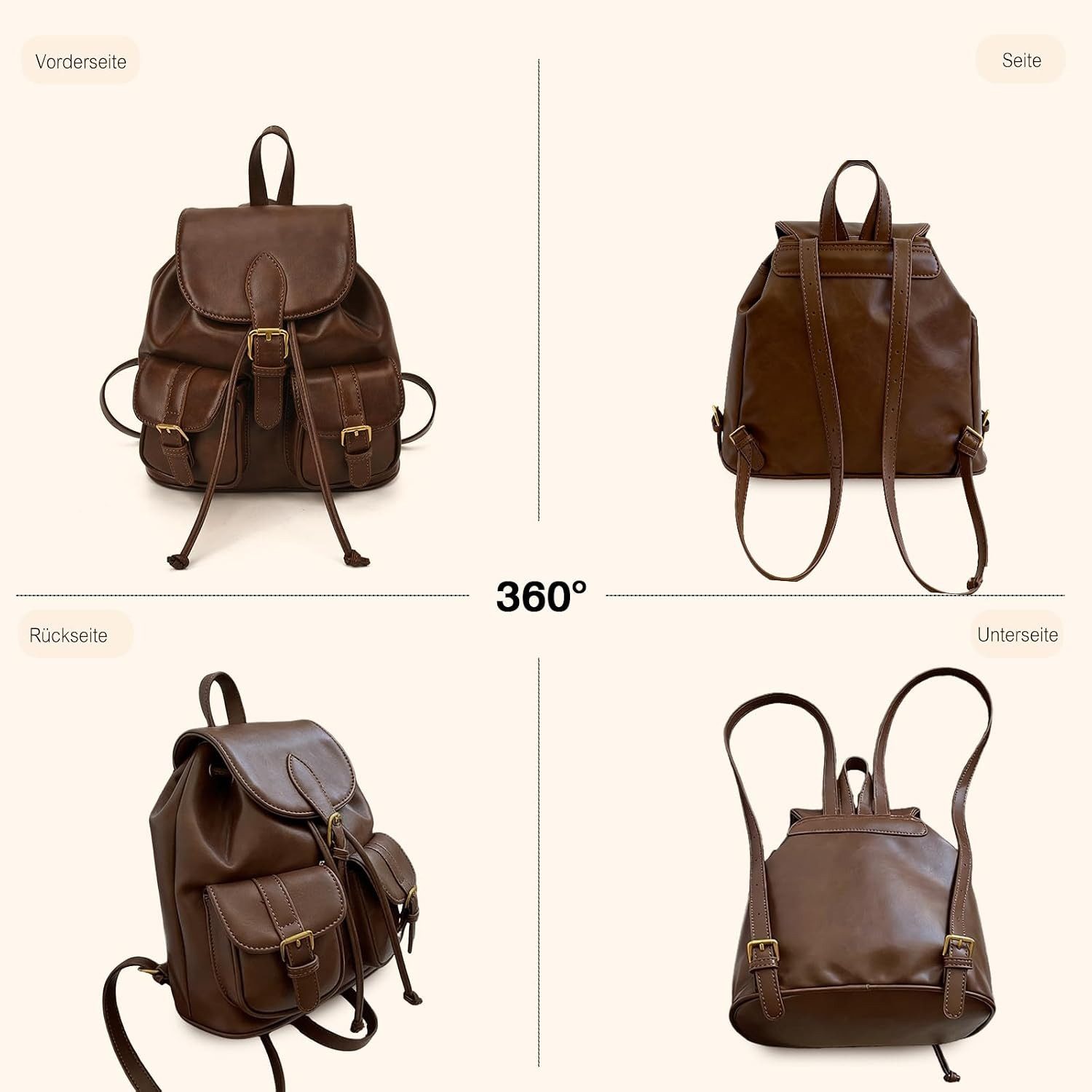 inschimmer Cityrucksack Rucksack Damen klein Tagesrucksack für Pendeln Reise Schule Daypack – Bild 5 von 5