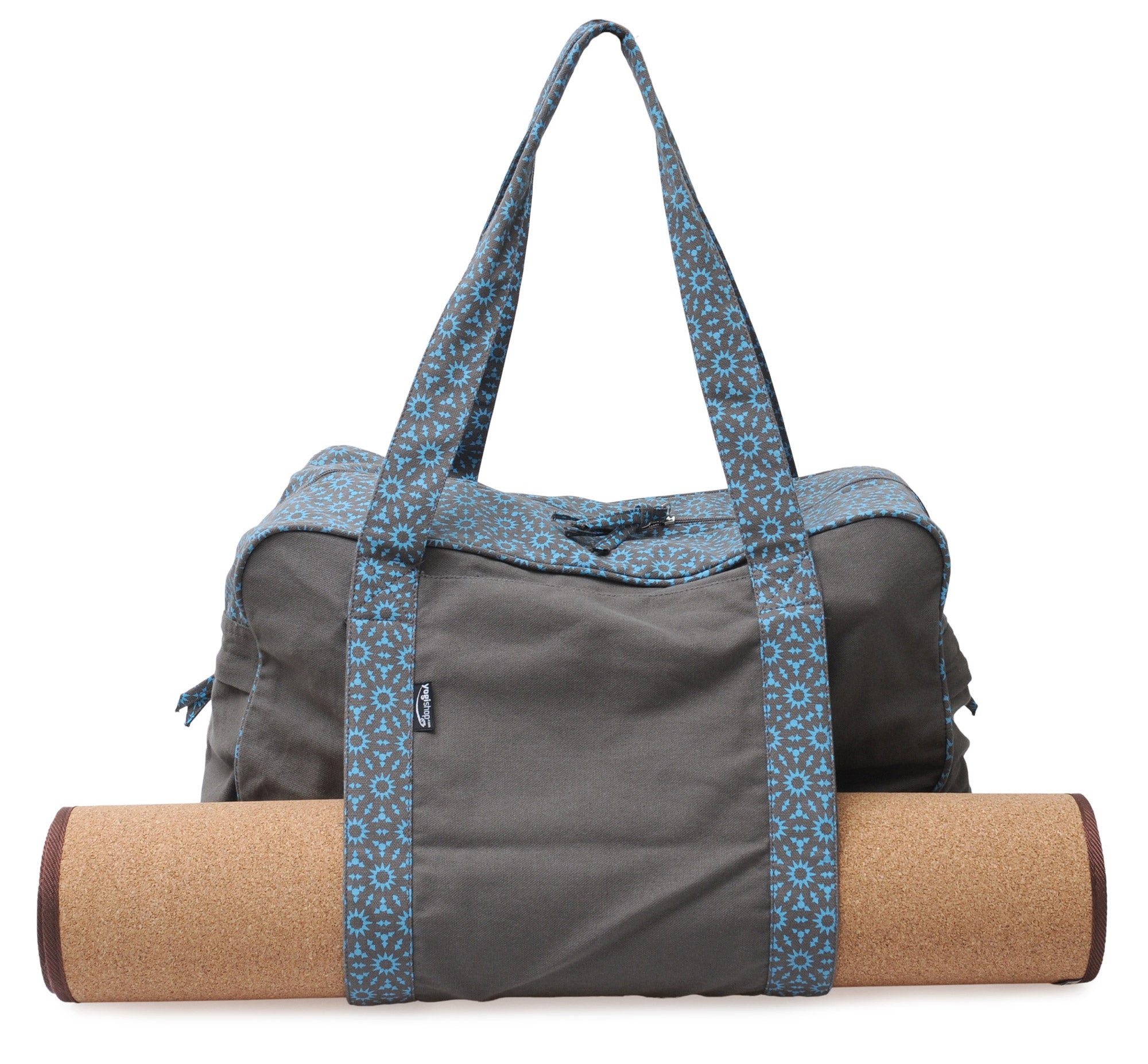 Yogishop Yogatasche Yogatasche twin bag - take me two - taupe/turquoise (Standard, 1-tlg., Standard), Matte außen, viel Platz innen: Die neue twin bag Yogamattentasche
