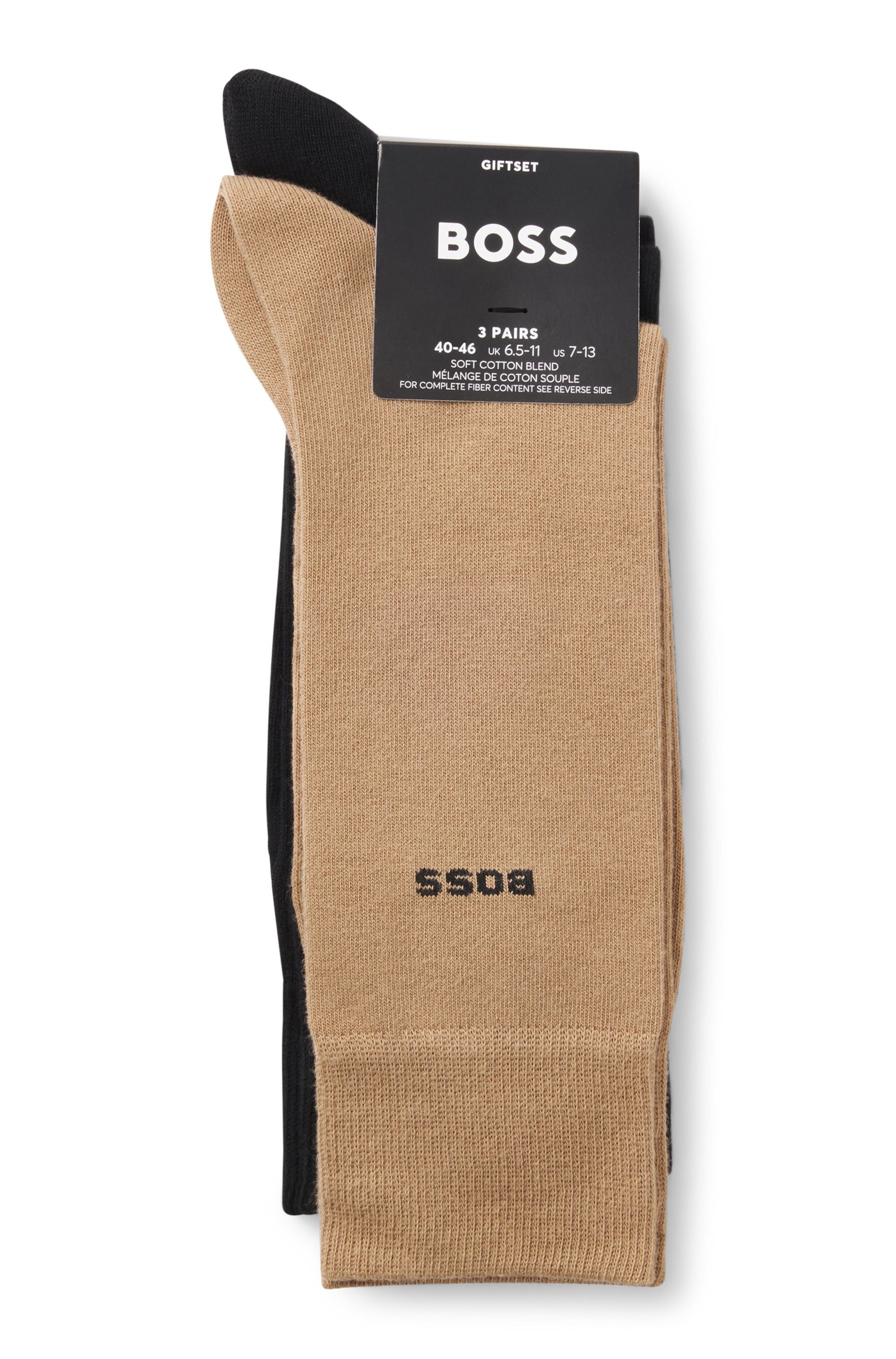 BOSS Businesssocken 3P RS Giftset CC (Packung, 3-Paar) mit Strickbündchen