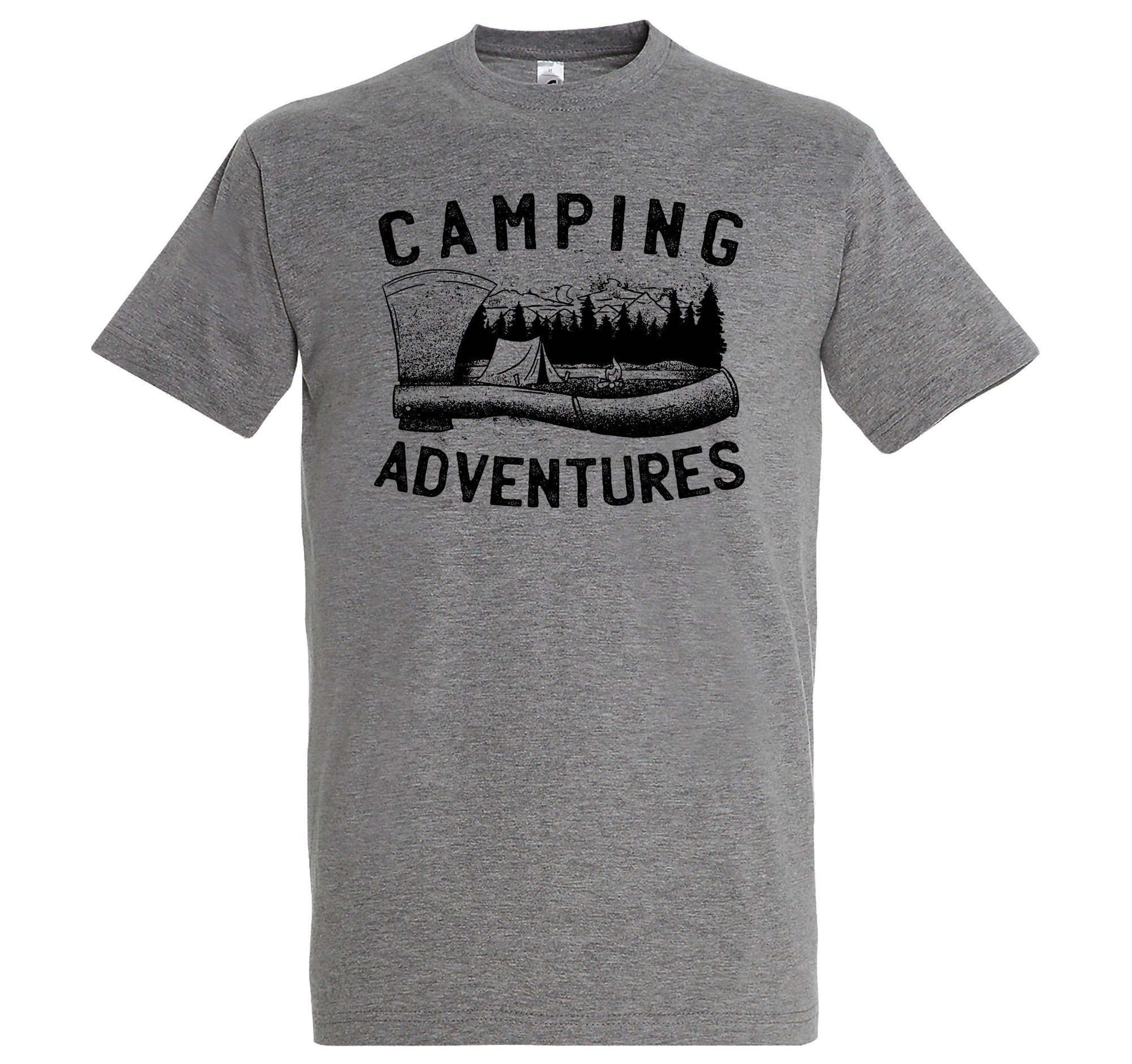 Youth Designz T-Shirt Camping Adventures Herren T-Shirt mit trendigem Frontprint Grau