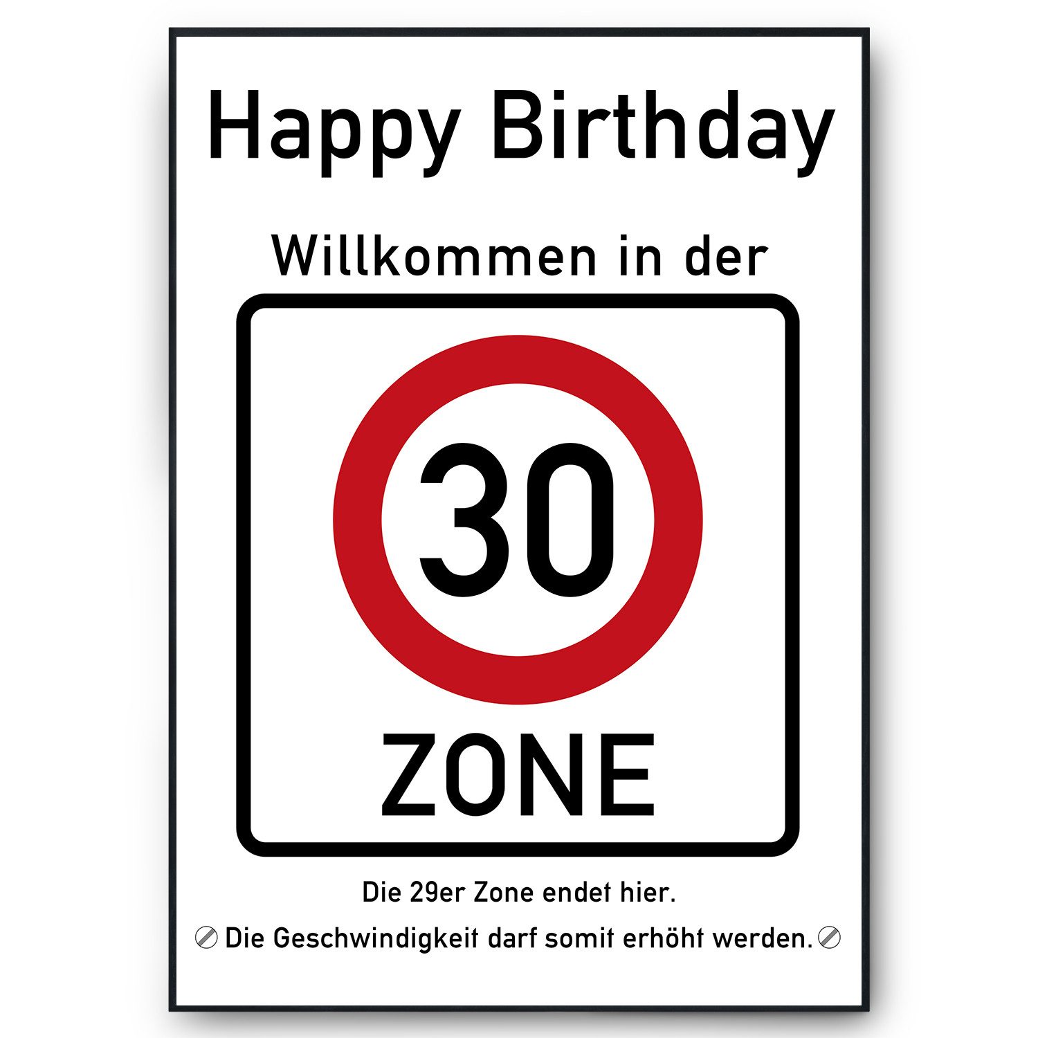 Tigerlino Poster 30. Geburtstag Geschenk Verkehrszeichen Karte Happy Birthd günstig online kaufen