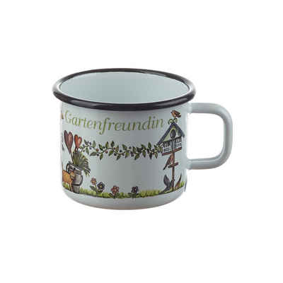 Neuetischkultur Tasse Becher Gartenfreund-in Retro, Emaille, Kaffeebecher Teetasse Minitopf