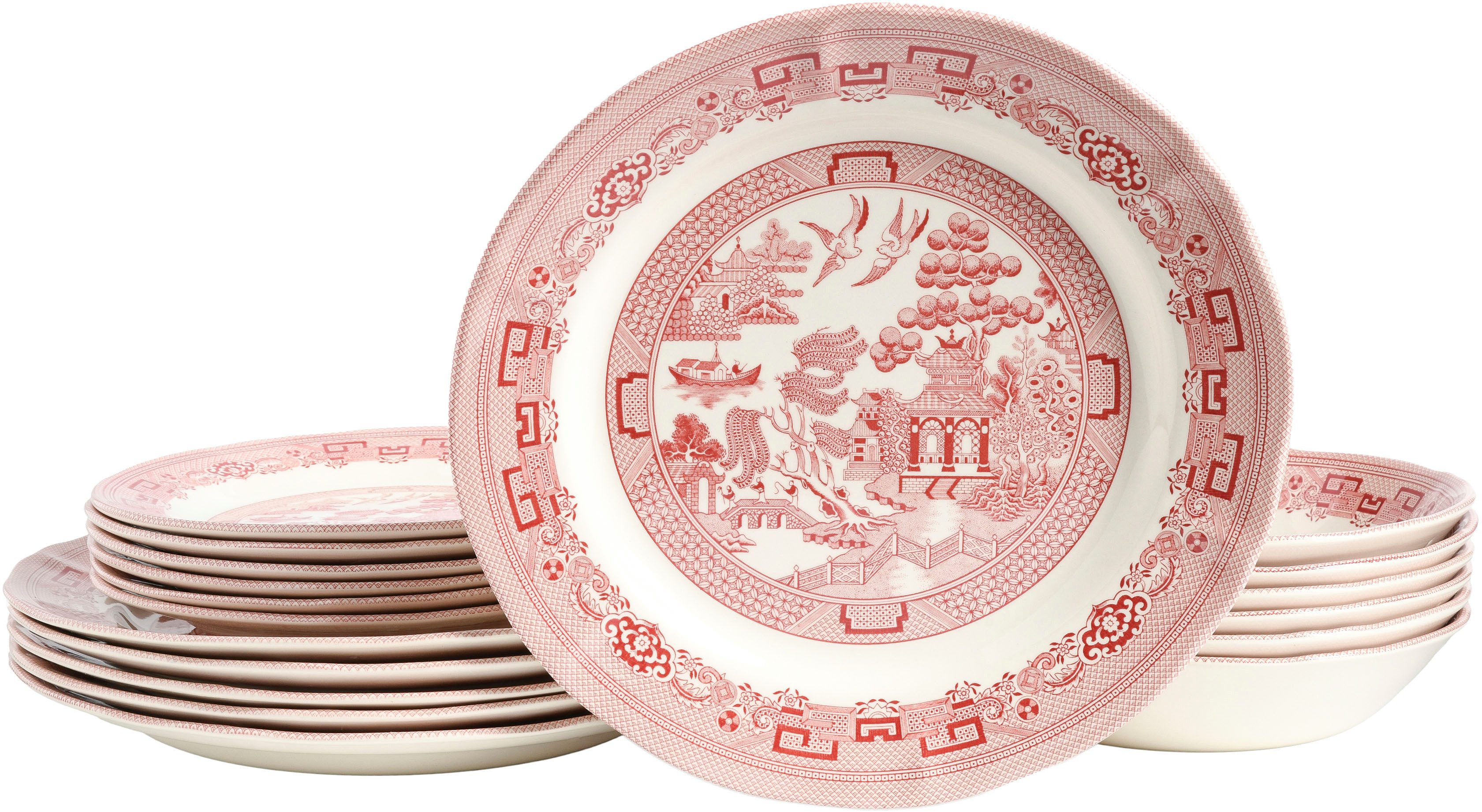 creaTable Teller-Set China Town, Teller Set 18-tlg (18-tlg), 6 Personen, Steingut, Fernöstliche Kultur