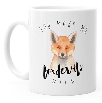 MoonWorks Tasse Kaffee-Tasse You make me fox devils wild Liebe Denglisch Spruch lustig verliebt Love Quote Freund Freundin MoonWorks®, Keramik