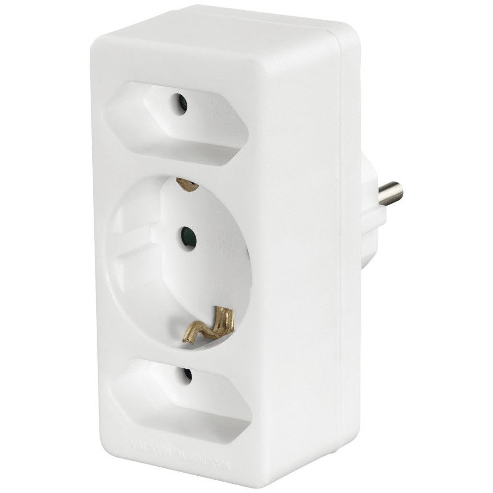 Hama Hama 3-fach Steckdosenadapter mit Schutzkontakt und Euro-Steckd. Stromadapter 2x Euro-Kupplung, 1x Schutzkontakt-Kupplung zu 2x Euro-Kupplung