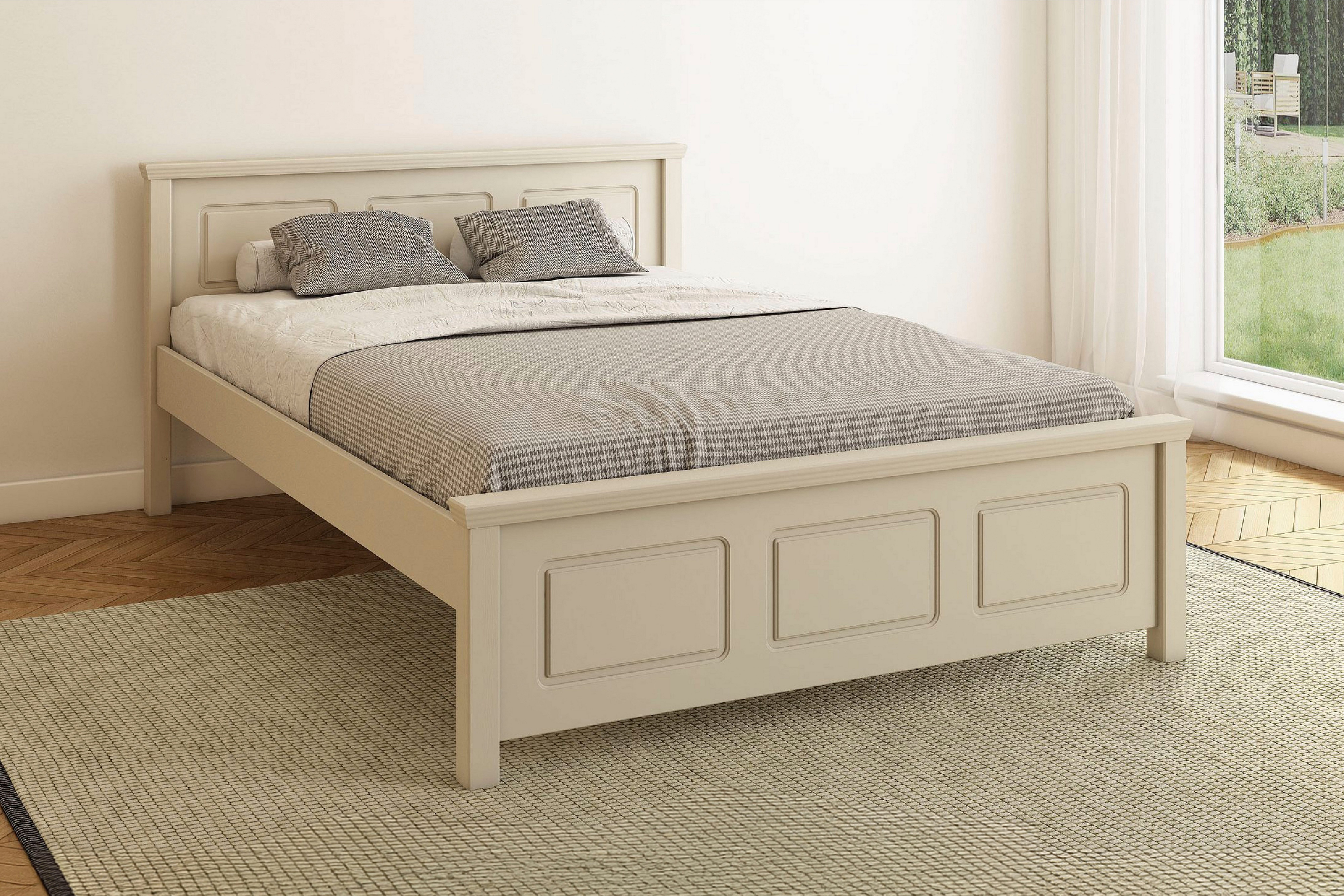 OTTO home Massivholzbett ERIKK', Made in Europe, optional mit Schublade, Massivholz Kiefer (FSC® zertifiziert), in mehreren Größen, Landhausstil mit Kassettenoptik