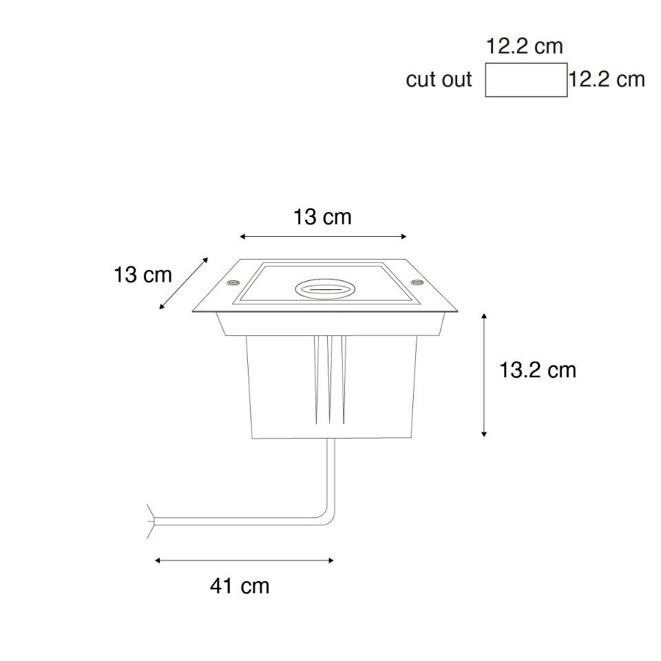 Qazqa LED Einbaustrahler 106901, ohne Leuchtmittel, Warmweiß, QAZQA Außen Einbau­leuchte, gu10, Schwarz, Stahl, Modern