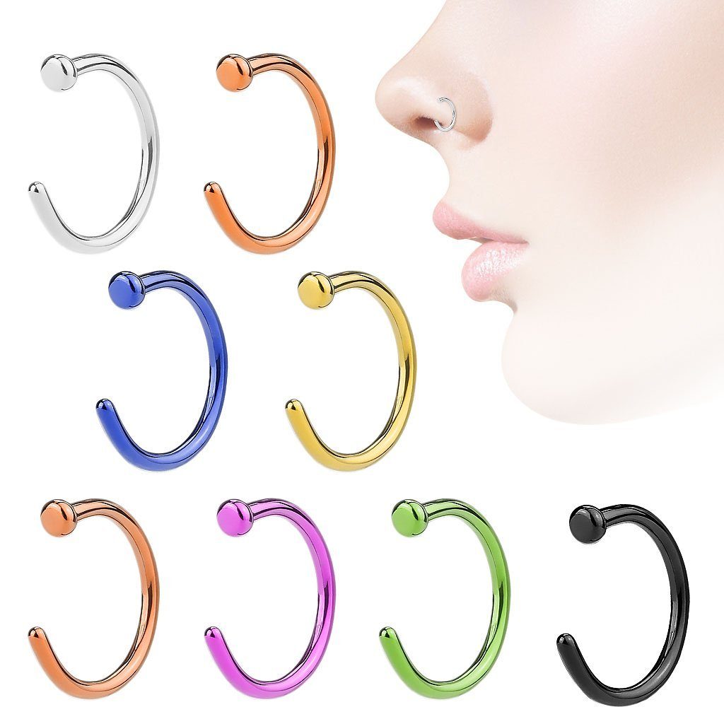 Piercing Nasenpiercing Clip Hoop Ohrpiercing Septum Nasenpiercing Tragus Ohr Nasenring Hoop Helix Brust Ring Intim, Nase Schwarz On Taffstyle Lippe Fake