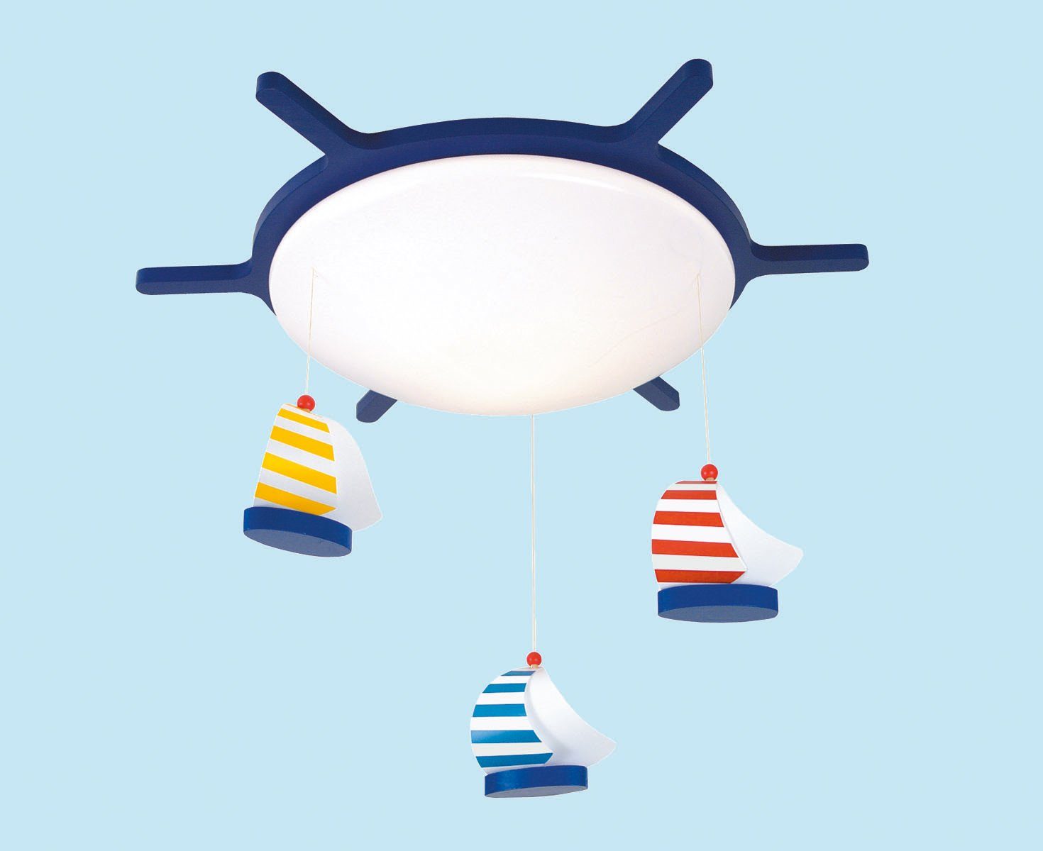 niermann Deckenleuchte Hänge Segelboote, Kinderlampe, Kinderzimmer, Gehäuse aus bruchfestem Kunststoff