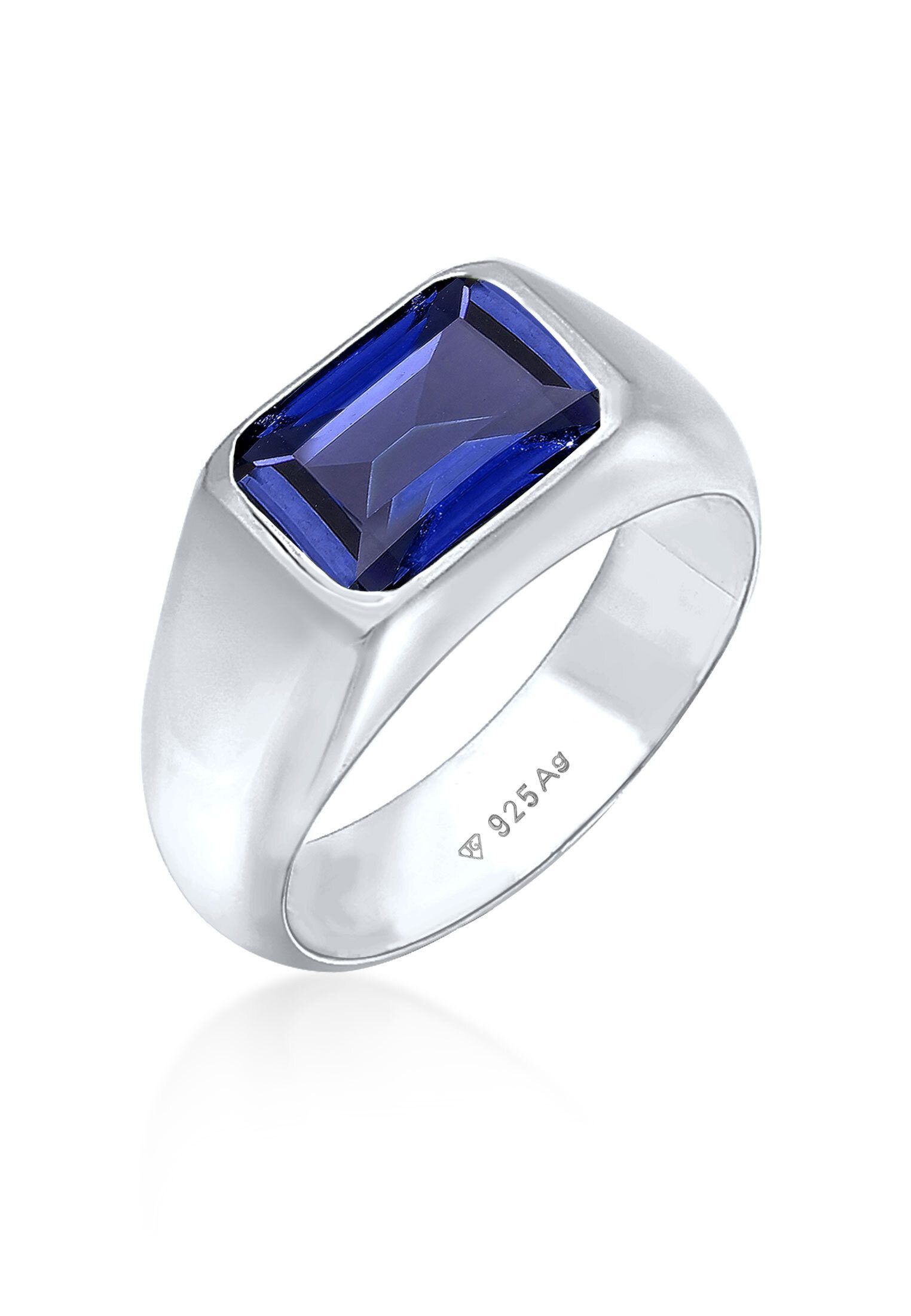 Elli Premium Siegelring Siegelring Saphir Dunkelblau 925 Sterling Silber
