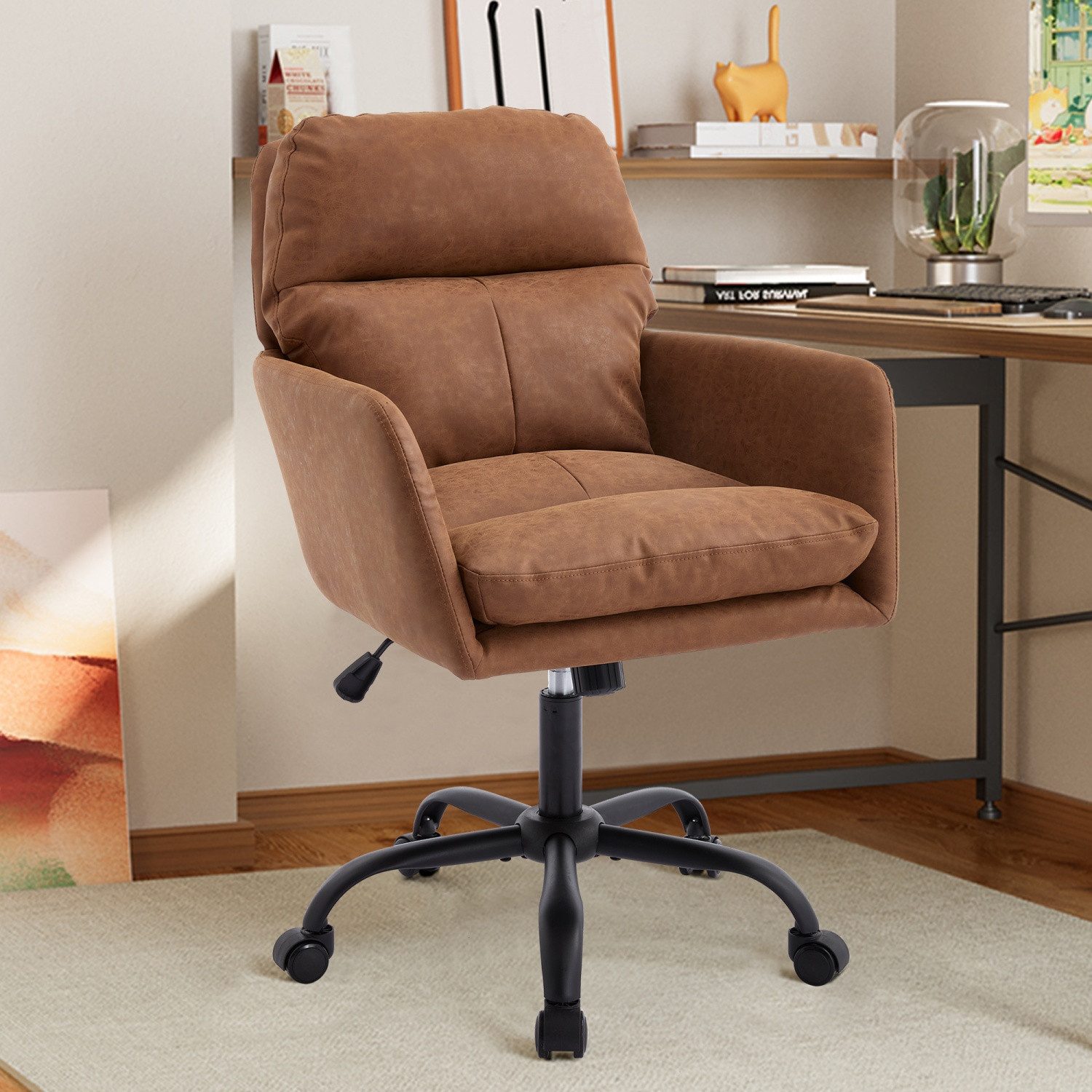 ANYSUN Bürostuhl Ergonomischer Bürostuhl, Drehstuhl 360° mit Lautlosen Rollen, (Lendenwirbelstütze,Höhenverstellbar), geeignet für Büro, Schlafzimmer, Schminktisch und andere Umgebungen