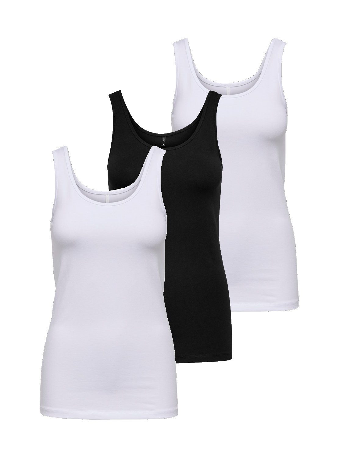 ONLY Spaghettitop Only Damen 3er-Pack Basic Tank-Top verschiedene Träger Unterhemd