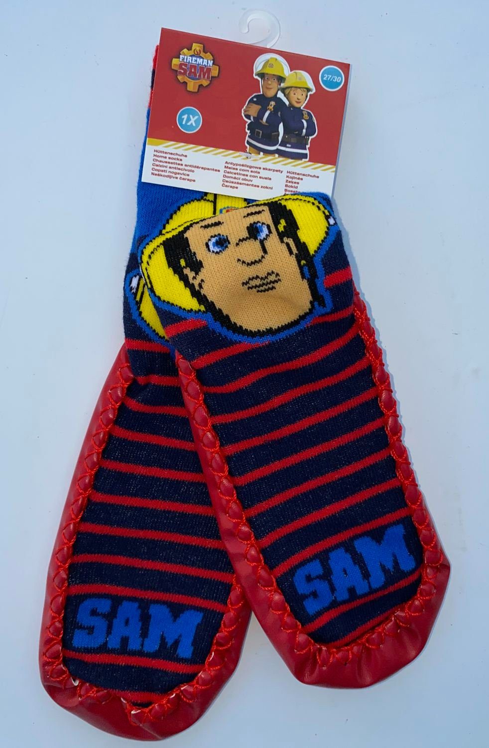 Feuerwehrmann Sam Feuerwehrmann Sam Jungen Strümpfe mit Sohle bequeme Hausschuhe Gr. 27 28 29 30 31 32 33 34 Hüttenschuhe KITA + Schule Hausschuh