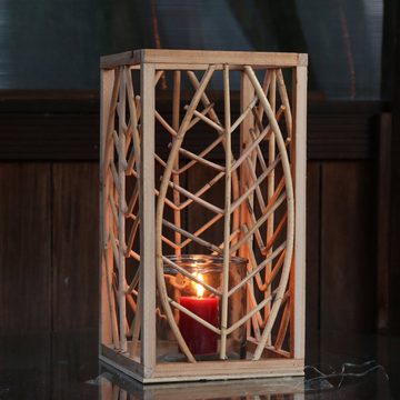 MARELIDA Laterne Laterne aus Rattan Windlicht mit Glaseinsatz Kerzenhalter H: 45,5cm (1-St)