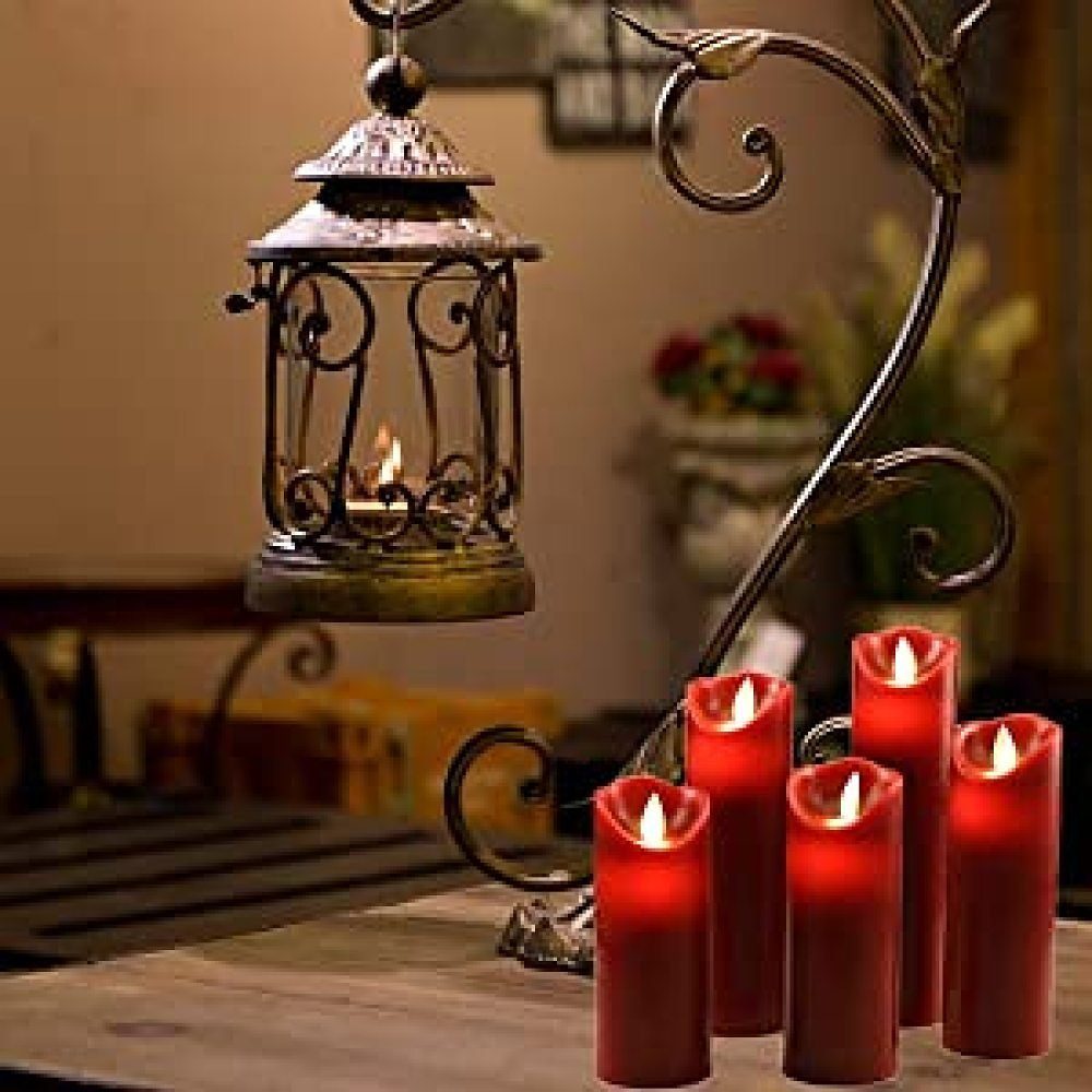 GelldG LED-Christbaumkerzen LED Kerzen, Flammenlose Rot Dekorations-Kerzen-Säulen 200 Stunden Kerzen
