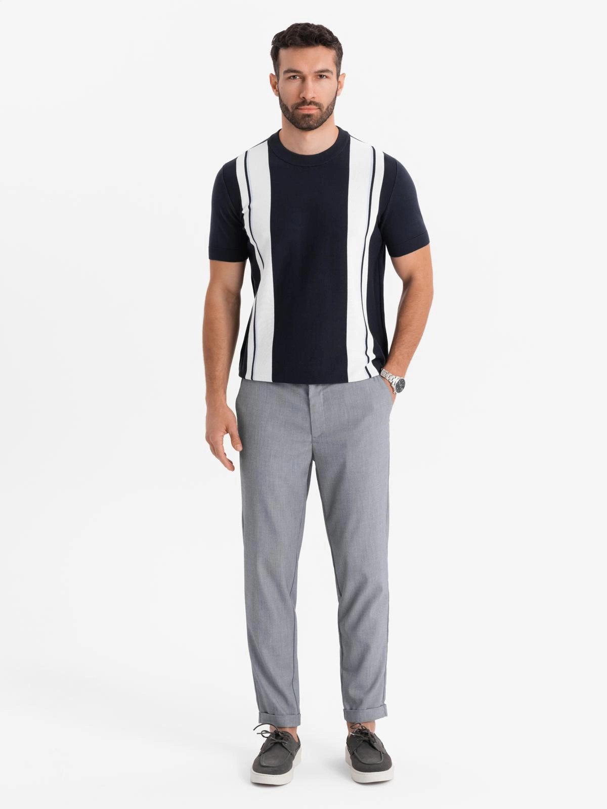 OMBRE Chinohose Herren-Chinohose mit Gummibund SLIM FIT