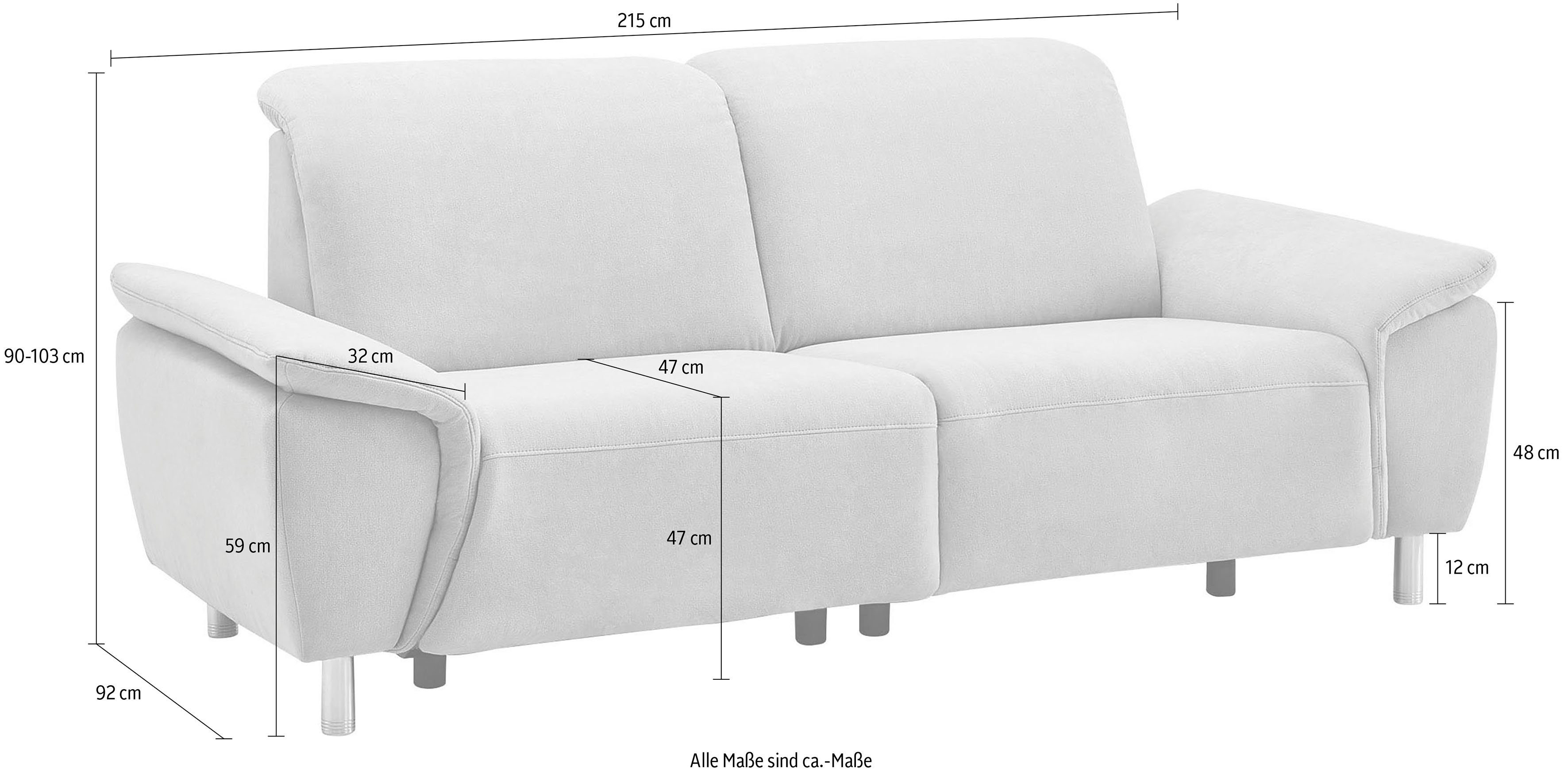Relaxfunktion 2,5-Sitzer CALIZZA und elektrischer Kopfteilverstellung Nell, INTERIORS wahlweise