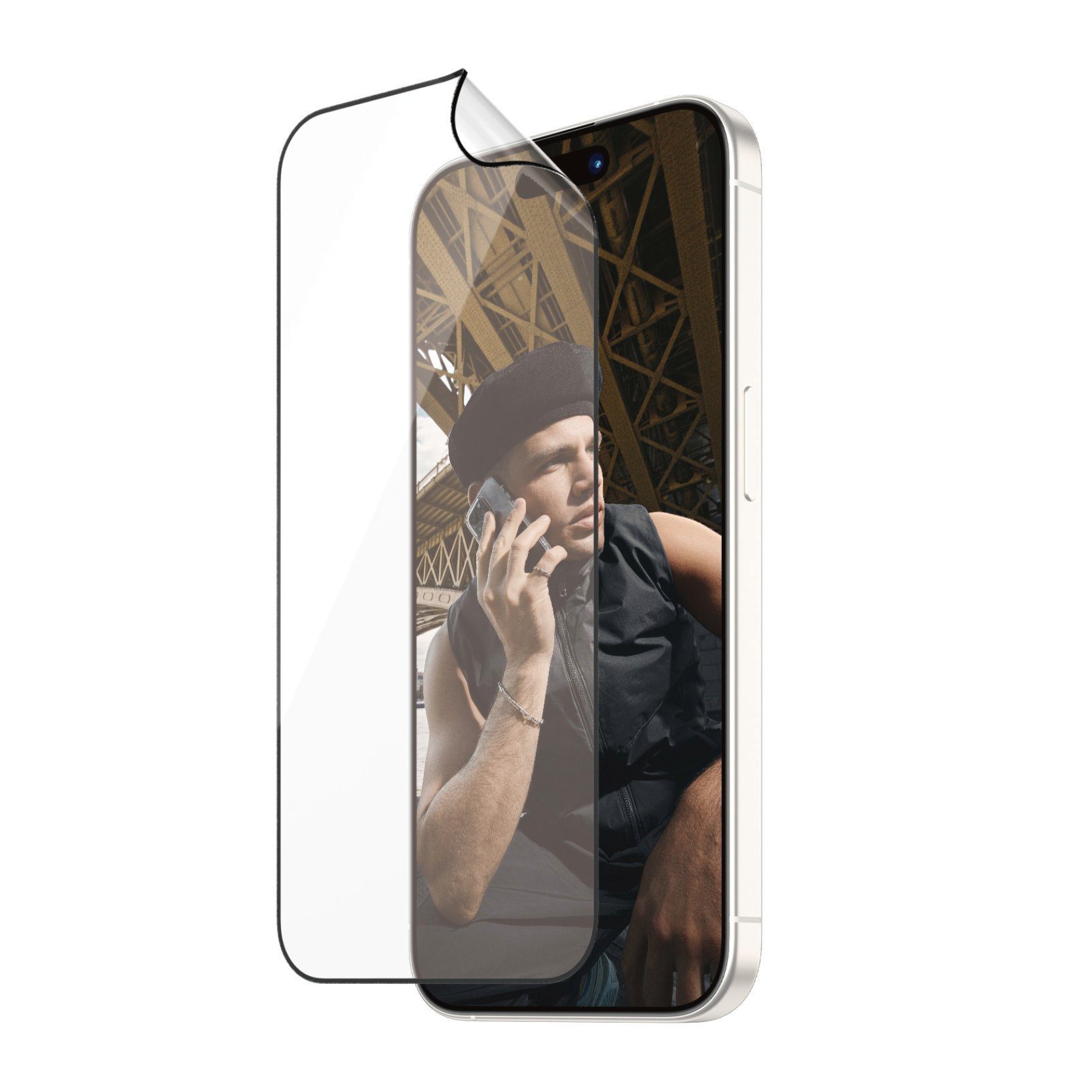 PanzerGlass Displayschutzfolie MATRIX Protection Film mit D3O für iPhone 15 Pro, Ultra Wide Fit