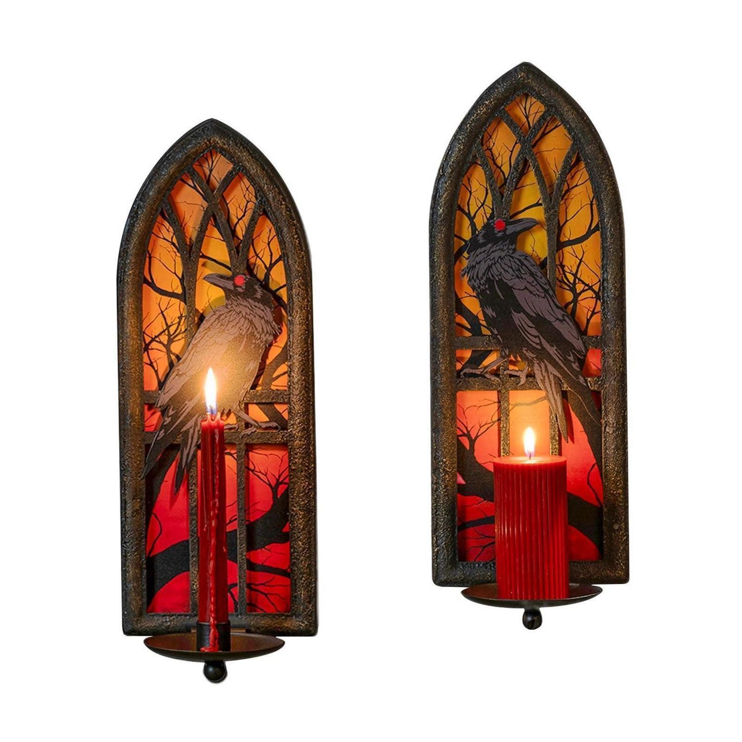 LuxusKollektion Wandkerzenhalter Wandkerzenhalter Raben 2er Set Schmiedeeisen (2 St)