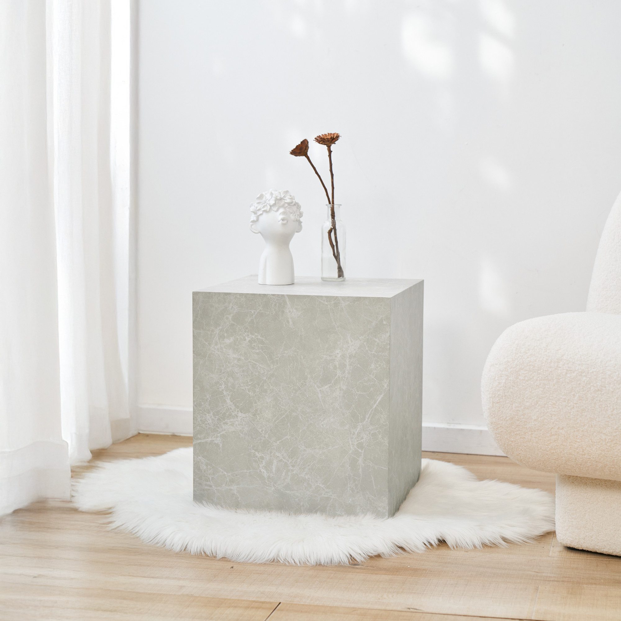 en.casa Couchtisch, »Ellelu« 45 x 40 x 40 cm Marmoroptik in Taupe